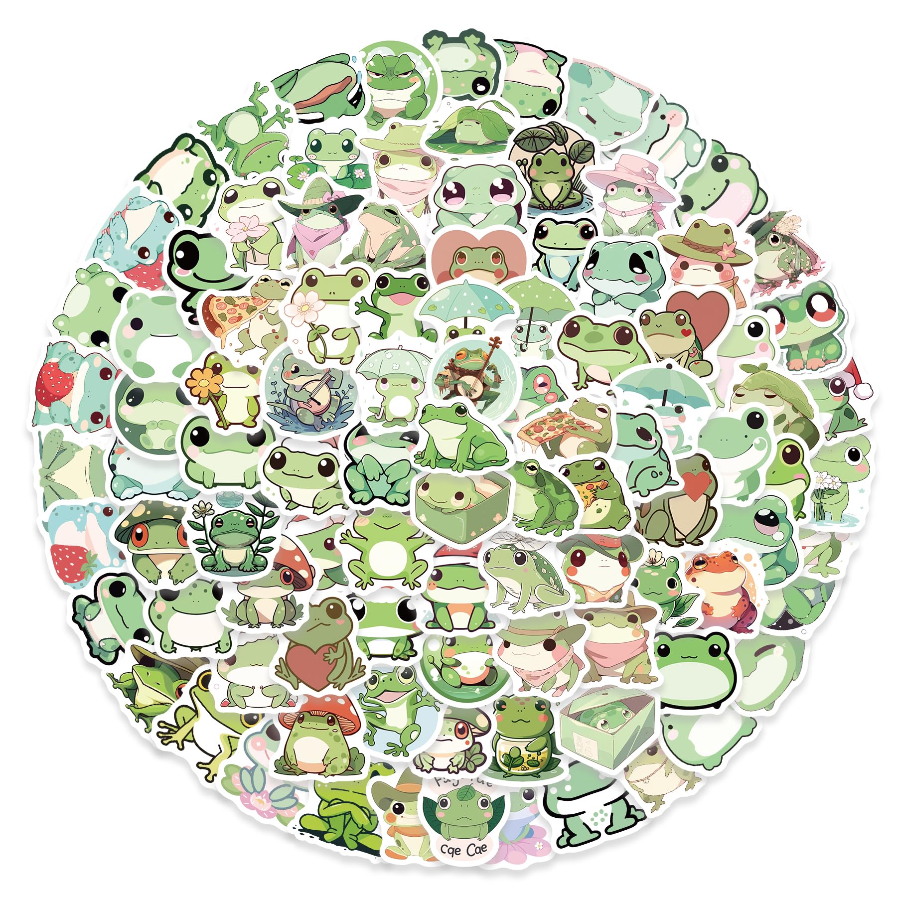 Amazon.com: 100 PCS Cute Frog Stickers, Waterproof Vinyl Frog Decal ...
