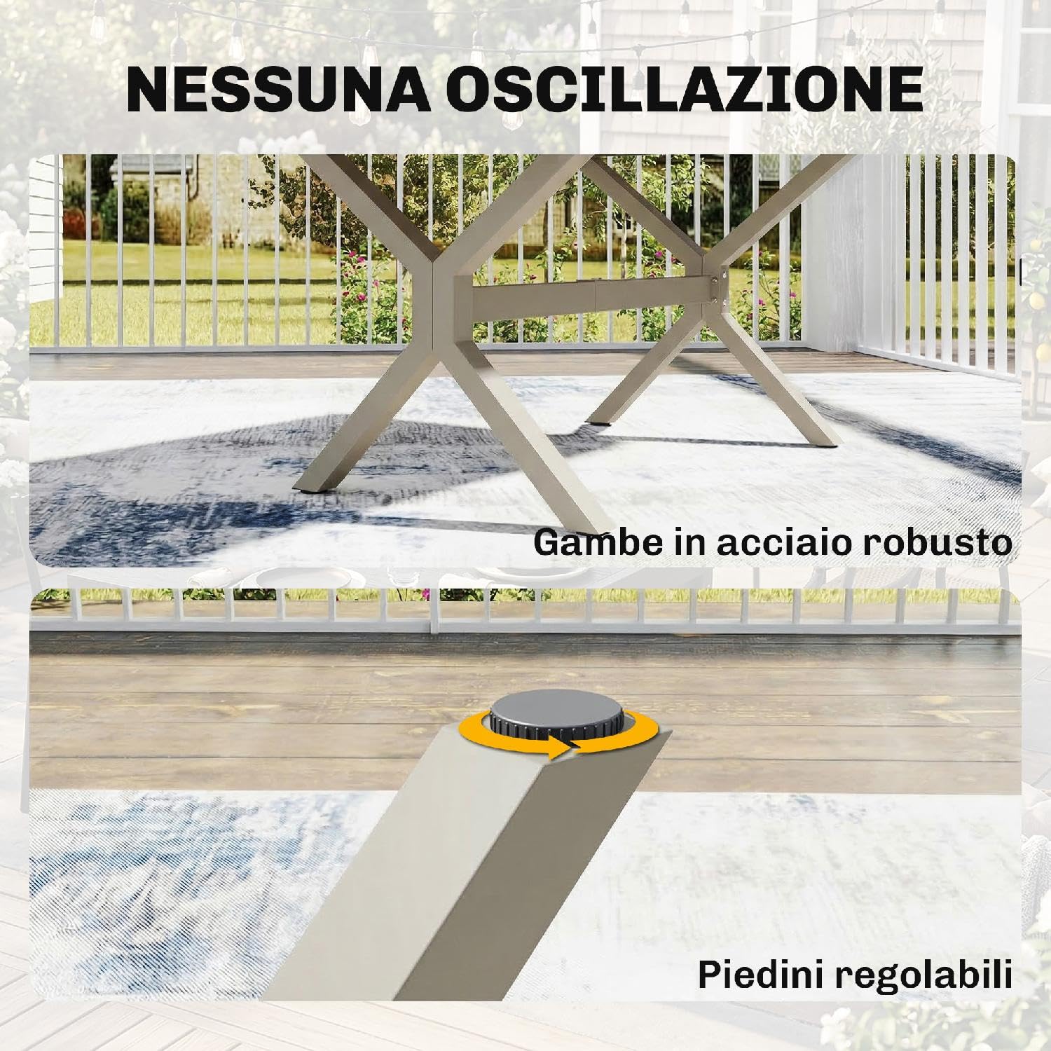 Tavolo da Esterno Giardino, Allungabile, Rettangolare, in Alluminio/Acciaio, 154-214x85x73 cm, Grigio