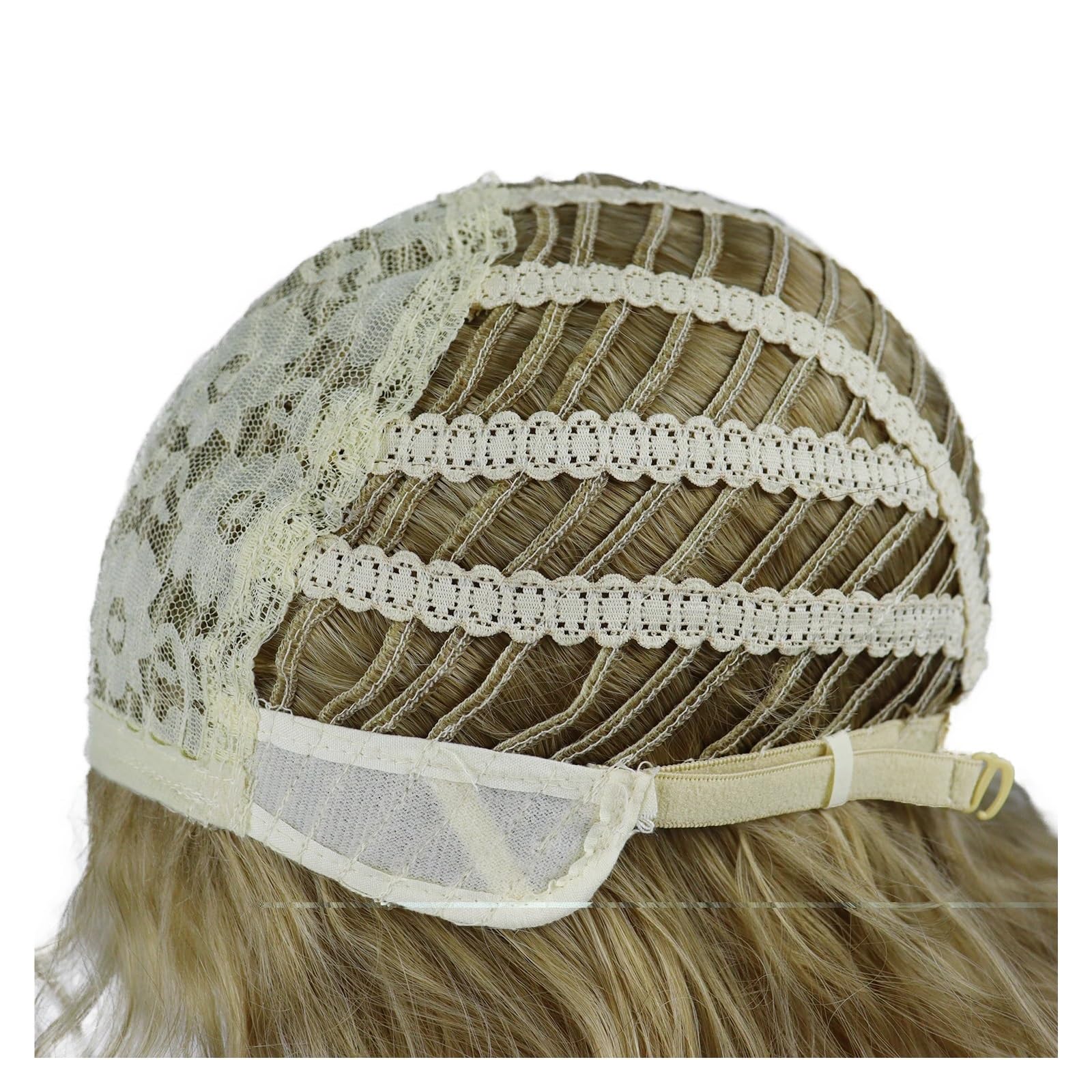 Parrucca sintetica naturale bionda da 1 pezzo, capelli ricci lunghi for uomo, uso quotidiano, a strati con frangia(Black)