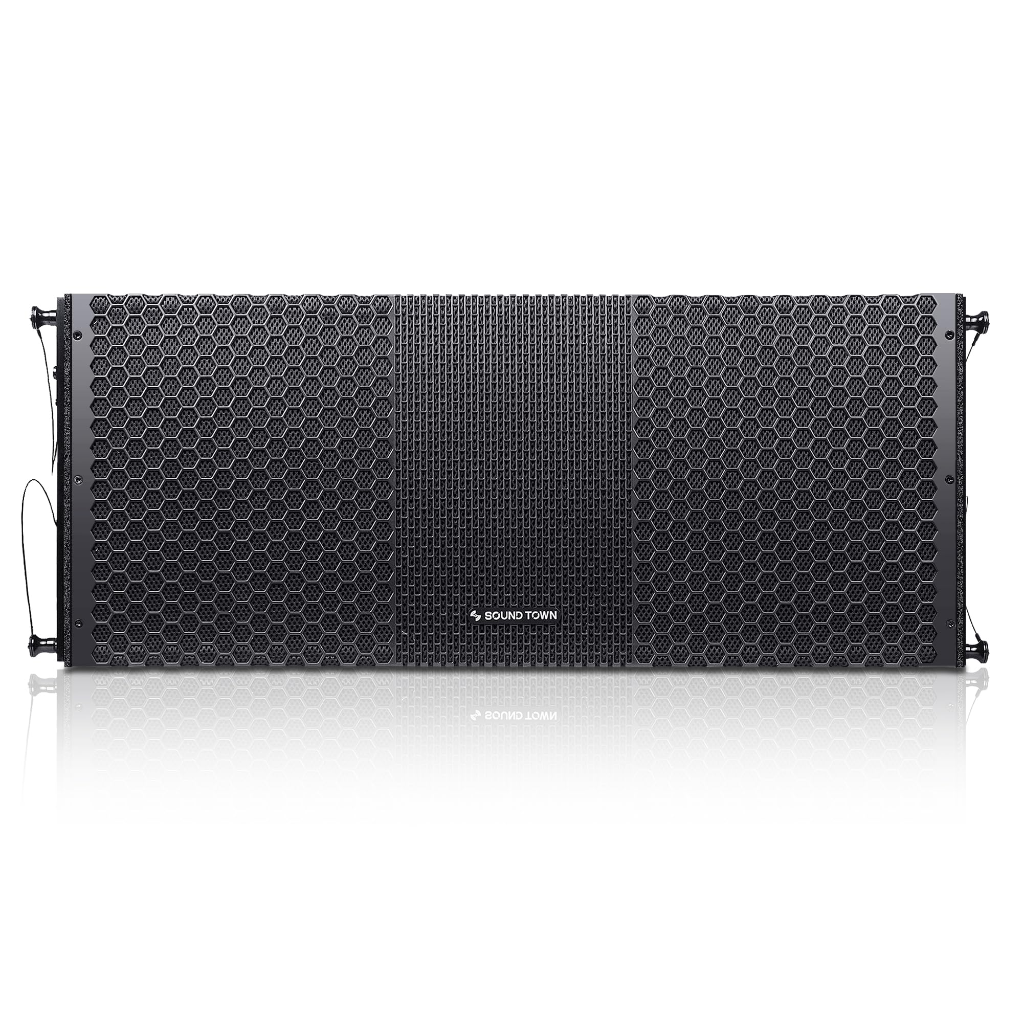 Sound Town ZETHUS Series Passive Line Array Speaker System with Eight Dual 10-inch Line Array Speakers, One Power Amplifier, Two Flying Frames, Black (ZS-210X8X3604)