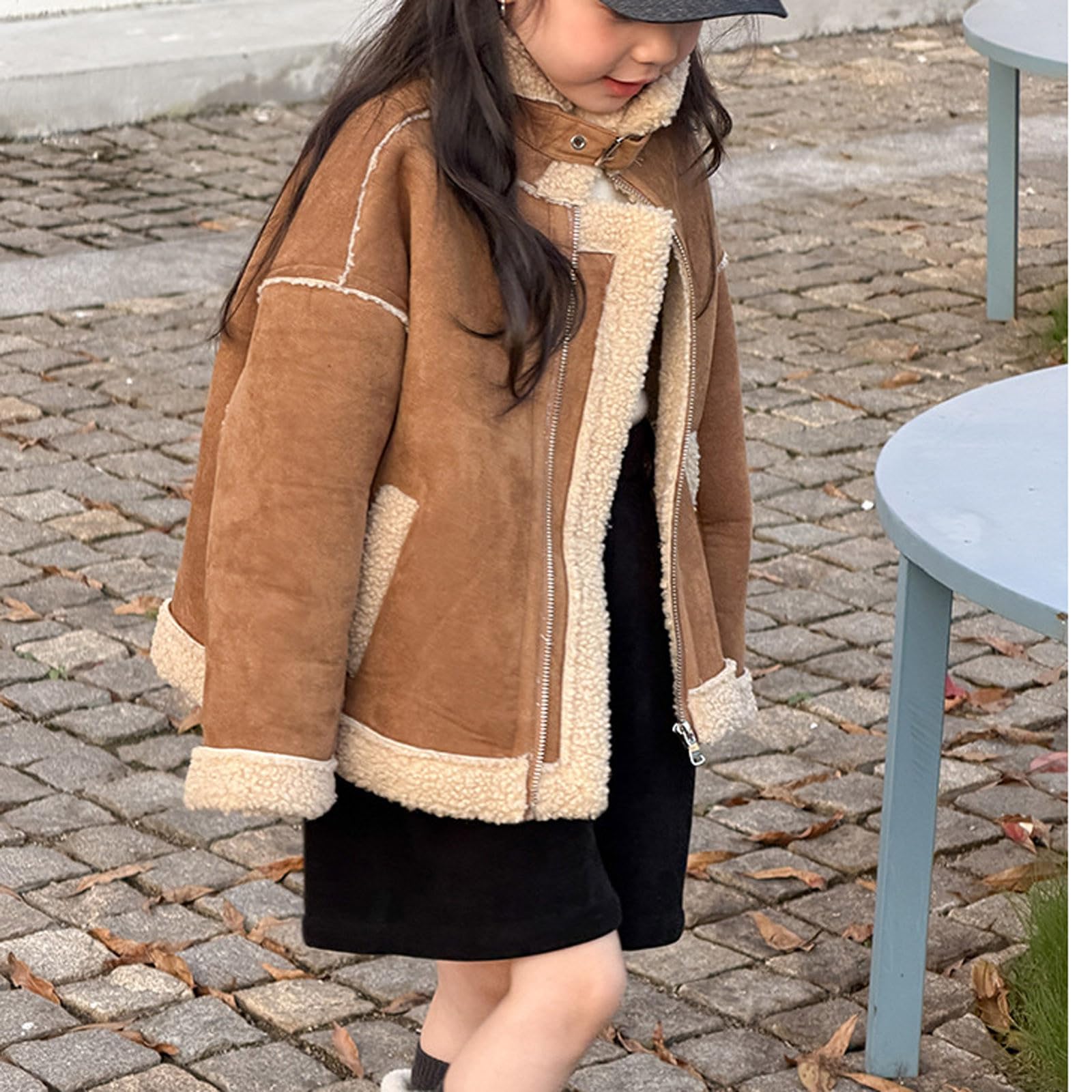Giacche in finta pelle scamosciata per bambini, foderate in pile, cappotto caldo e soffice, cappotti in pelle di orsacchiotto, invernali, calde, comode, morbide, giacche scolastiche, abbigliamento