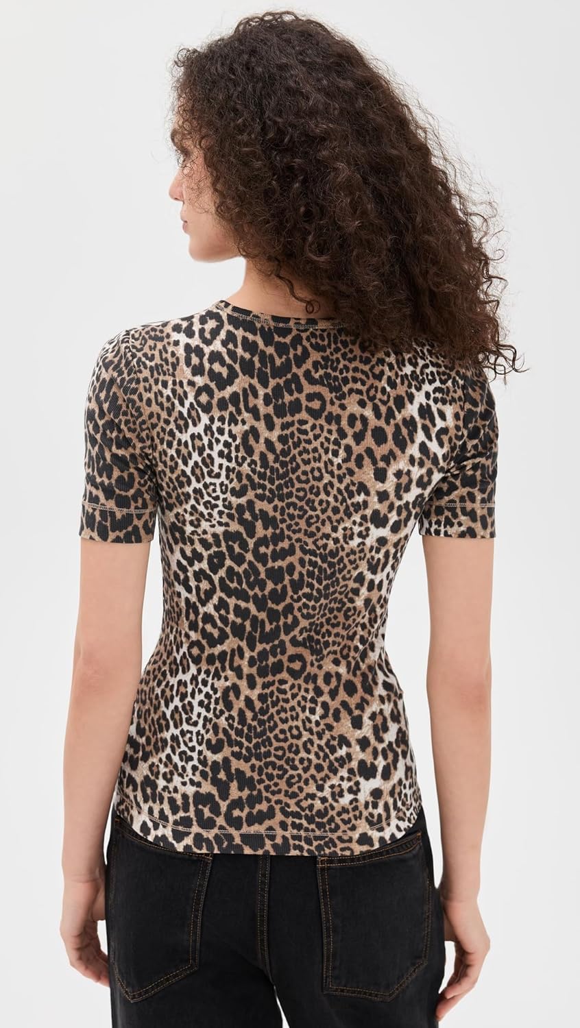 Ganni Women's Soft Cotton Rib Short Sleeve T-Shirt - Image 3