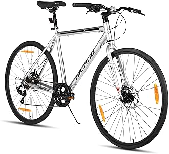 HILAND 700C Cross Bike, Shimano 7 Speed Gears, Disc Brake, Ultra Lightweight Aluminum Frame, Gravel Flat Handle, Road Bike, Commuting to Work or School, City Riding, Beginners, Men and Women