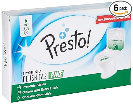 Amazon Brand - Presto! Hygienic Flush Tabs, Pine - 50 g (Pack of 6)