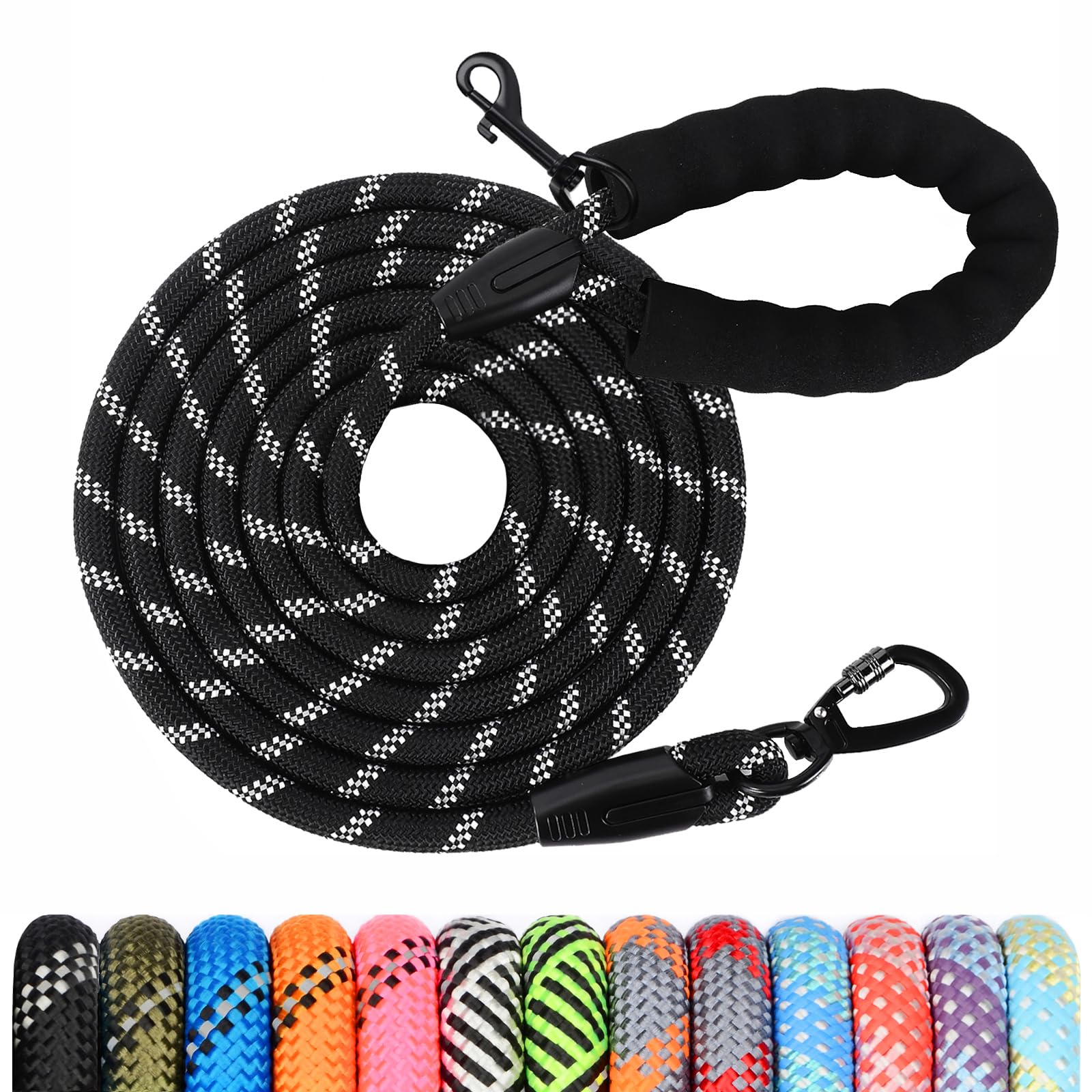 Guinzaglio per Cani, 1.2M 1.5M 2M 3M 5M 10M 20M 30M Lungo Nylon Guinzaglio Cani Resistente Leggero con Comoda Impugnatura, Riflettente Lunghina Cane, Adatto per Cuccioli, Piccoli, Medi e Grandi