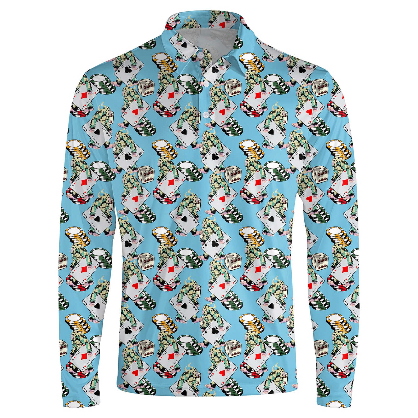 Men's Long Sleeve Golf Shirt Quick Dry 3 Button Work Fishing Outdoor Casual Collar Shirt