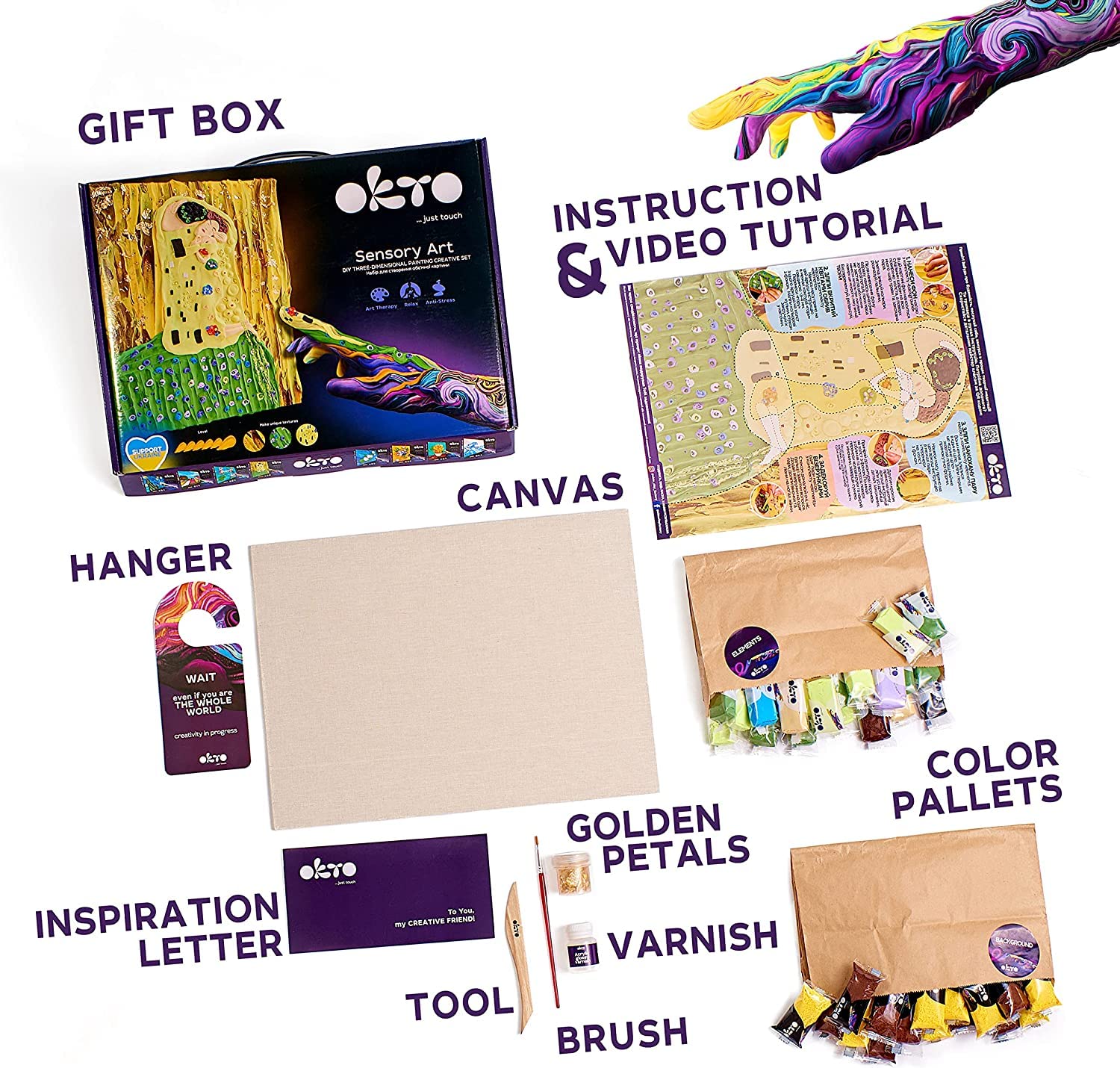 Okto The Kiss Art Craft Kits for Adults UK, Similar to Painting by Numbers for Adults Air Dry Clay Modelling Kit - Image 2