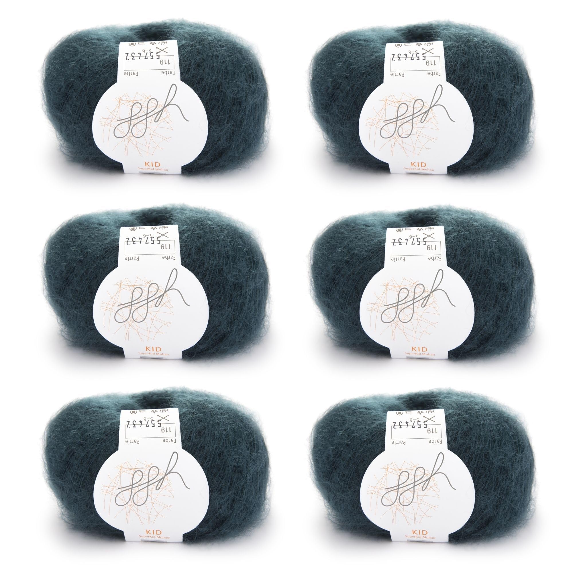 ggh Kid Box - 6 Knäuel Strickwolle aus Kid Mohair - 119 - Grüner Schiefer