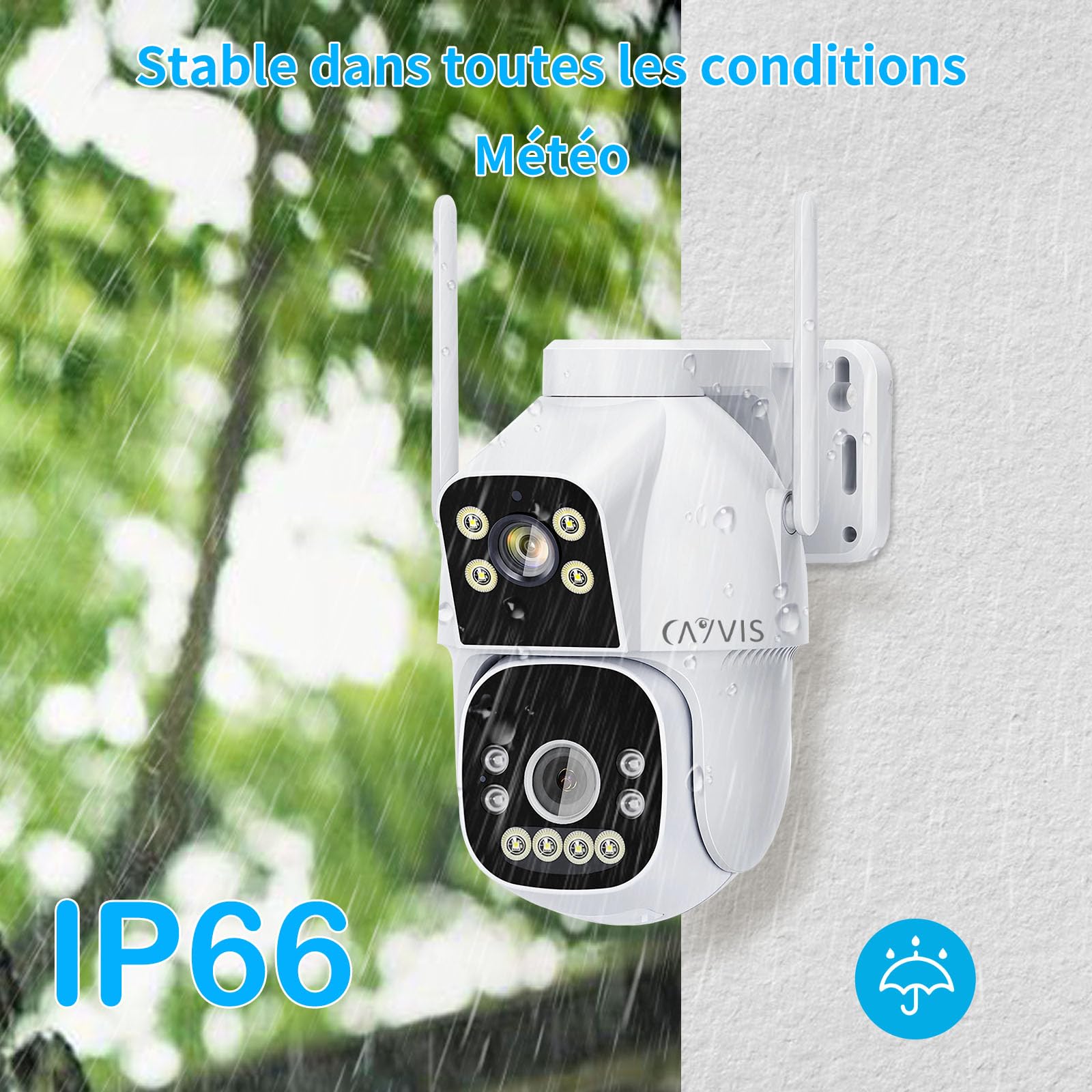 2MP Camera Surveillance WiFi Extérieur, 2.4GHz 5GHz PTZ 1080P Caméra IP Extérieure avec Double Objectif, Vision Nocturne Couleur, Détection Humaine, Audio Bidirectionnel,IP66
