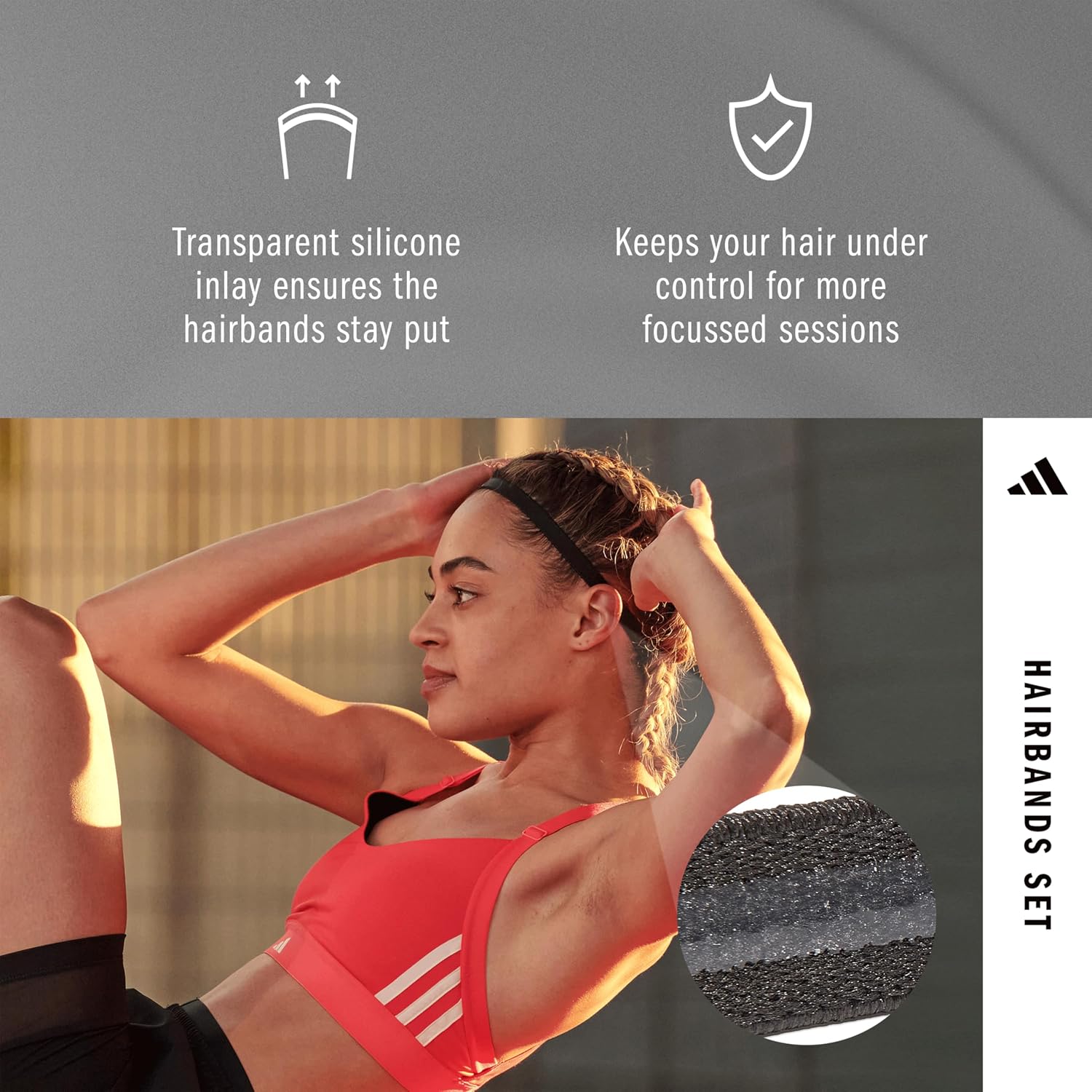 adidas Hairband Set - 3 Thin - Multiple Colors