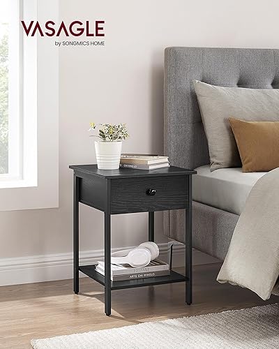 Miniatura 2 de VASAGLE Mesita de noche, mesa auxiliar, mesa auxiliar con cajón y estante, 15.7 x 15.7 x 21.7 pulgadas, dormitorio, marco de acero, fácil montaje,