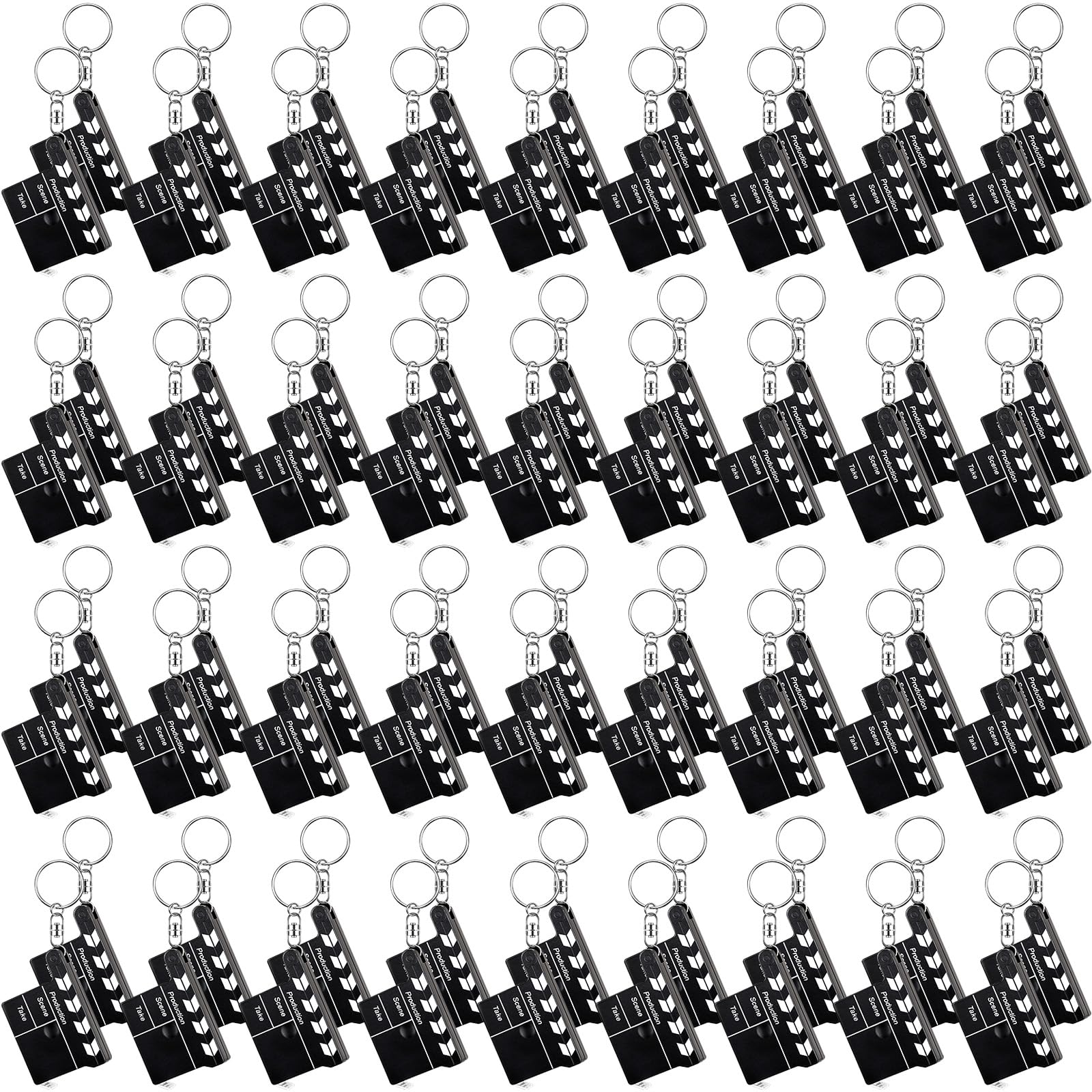Junkin Movie Night Party Favors Bulk Clapboard Key Chain with Tape Measure Movie Theme Party Favors Night Decorations for Souvenir Prizes(36 Pcs)