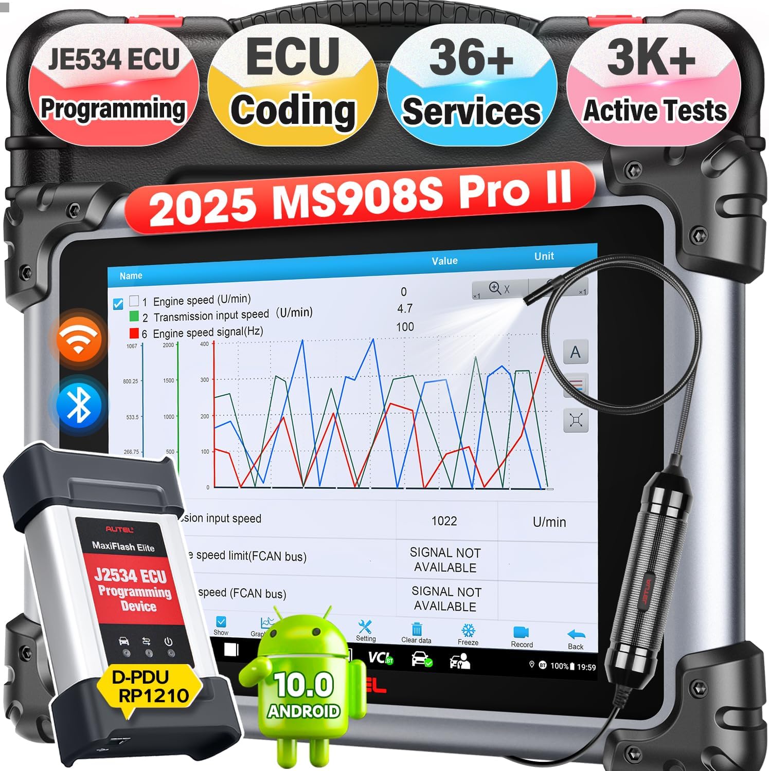Autel Scanner MaxiSYS MS908S PRO II w/ $60 MV108S, J2534 ECU Programming Coding as Elite II PRO MSUltra MS919 MS909, 38+ Services, Up of MK908P MS908S Pro Elite, 3K+ Bidirectional Tool, AutoScan 2.0