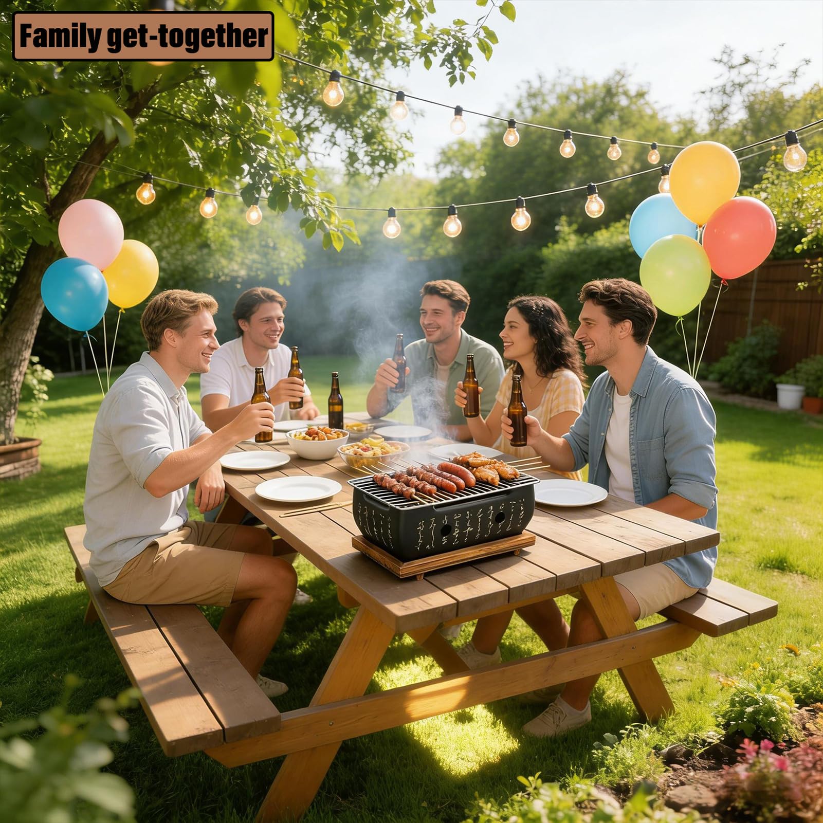 Griglia per barbecue in stile giapponese Griglia per barbecue portatile Riscaldamento rapido Calligrafia rettangolare Griglia a carbone in alluminio Strumenti per barbecue (METRO)