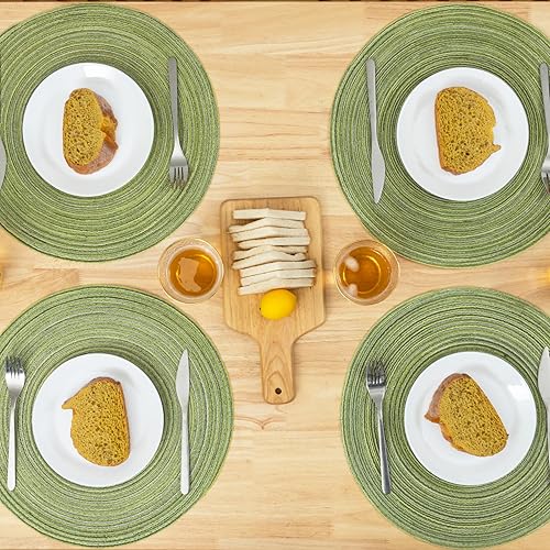 Miniatura 8 de Winknowl Juego de 6 manteles individuales redondos trenzados, lavables, resistentes al calor, para mesas de cocina, comedor, manteles individuales