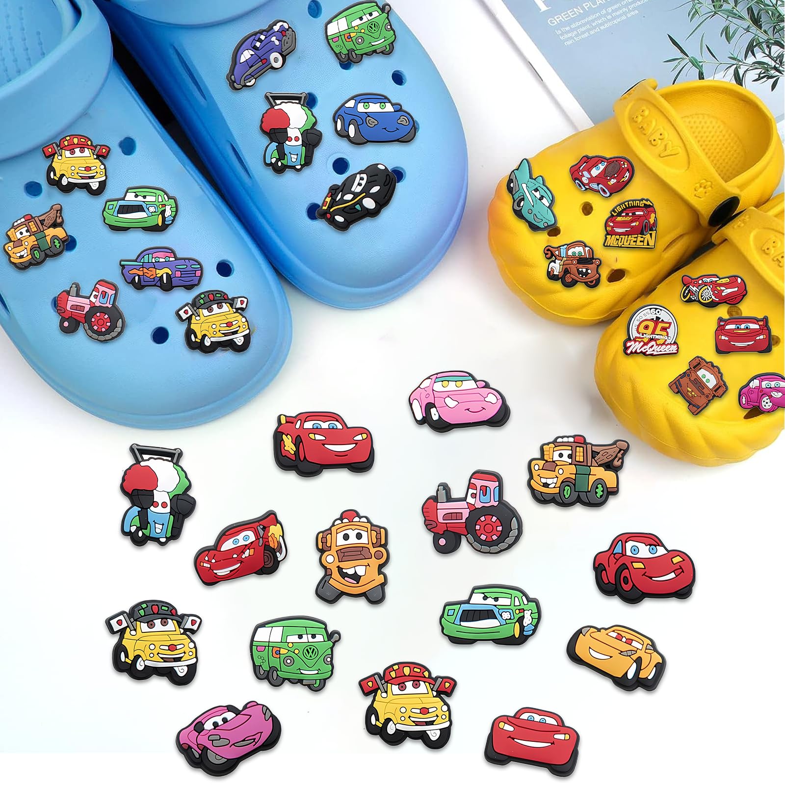 PANYI 30 Pines Croc de Zapatos para Automóviles Adornos de Dibujos Animados