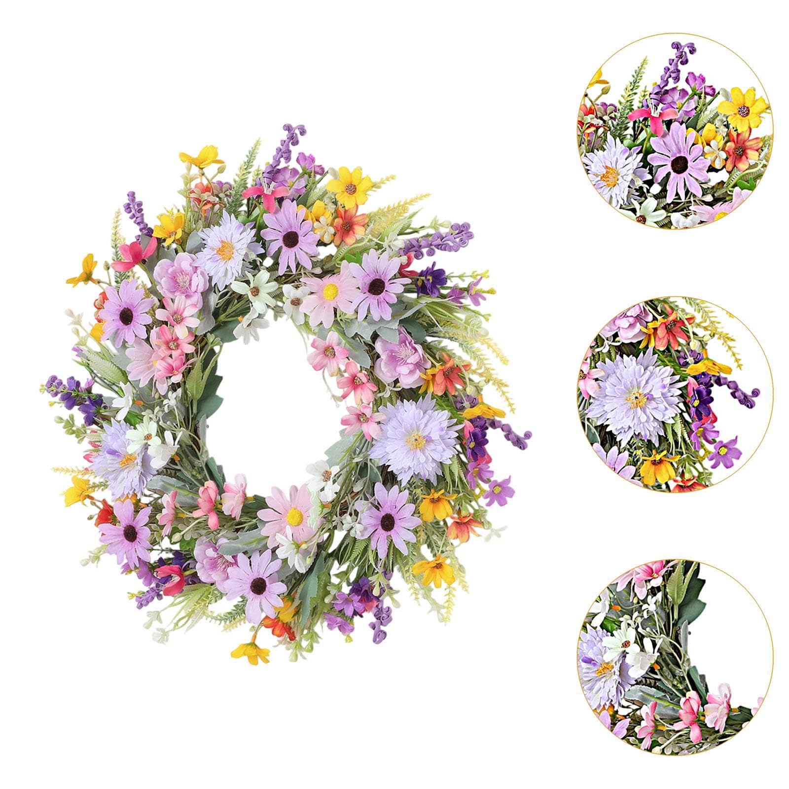 Ghirlanda Artificiale per Porta D'ingresso Da 50 Cm, Ghirlanda Primaverile in Plastica E Tessuto Di Seta, Corona Di Pasqua per Decorare Case, Ristoranti, Feste, Matrimoni, Uffici, Fattorie