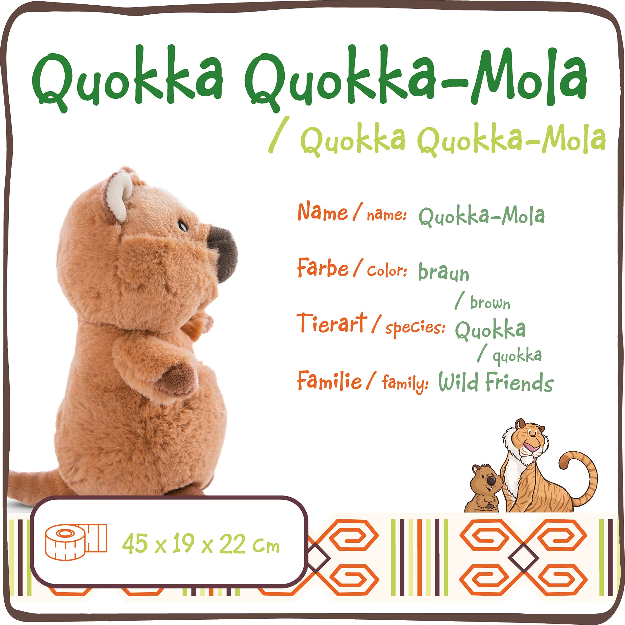 NICI Kuscheltier Quokka-Mola 45cm – Nachhaltiges Plüschtier für Mädchen, Jungen & Babys – Flauschiges Stofftier zum Kuscheln & Spielen – Schmusetier der Wild Friends GO Green Kollektion