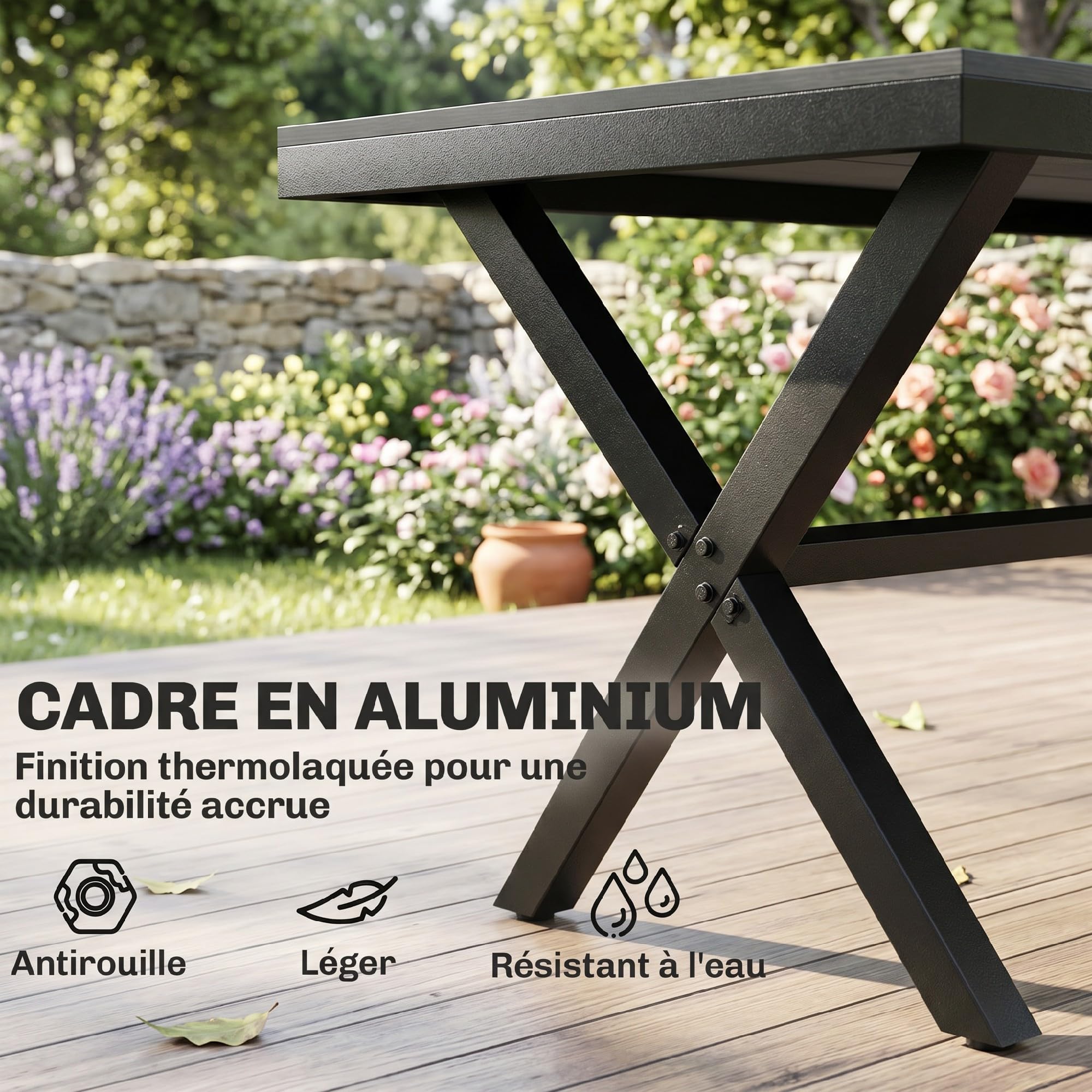 Outsunny Salon de Jardin 7 Pièces, Table et Chaises Aluminium pour 6, Gris