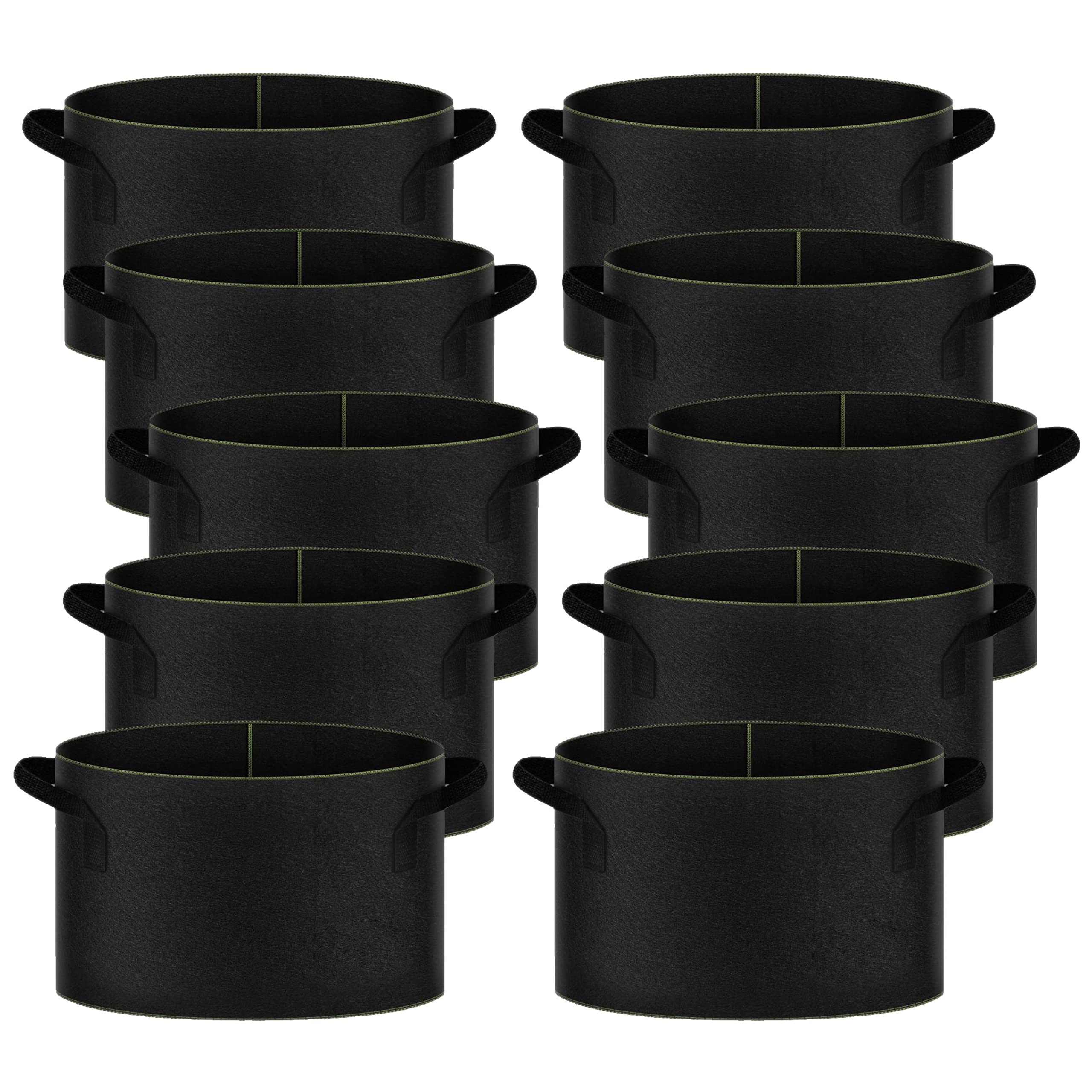 iPower 15-Gallon 10-Pack Grow Bag Thickened Nonwoven Fabric Pots Heavy Duty Aeration Container with Strap Handles for Garden and Planting Vegetable