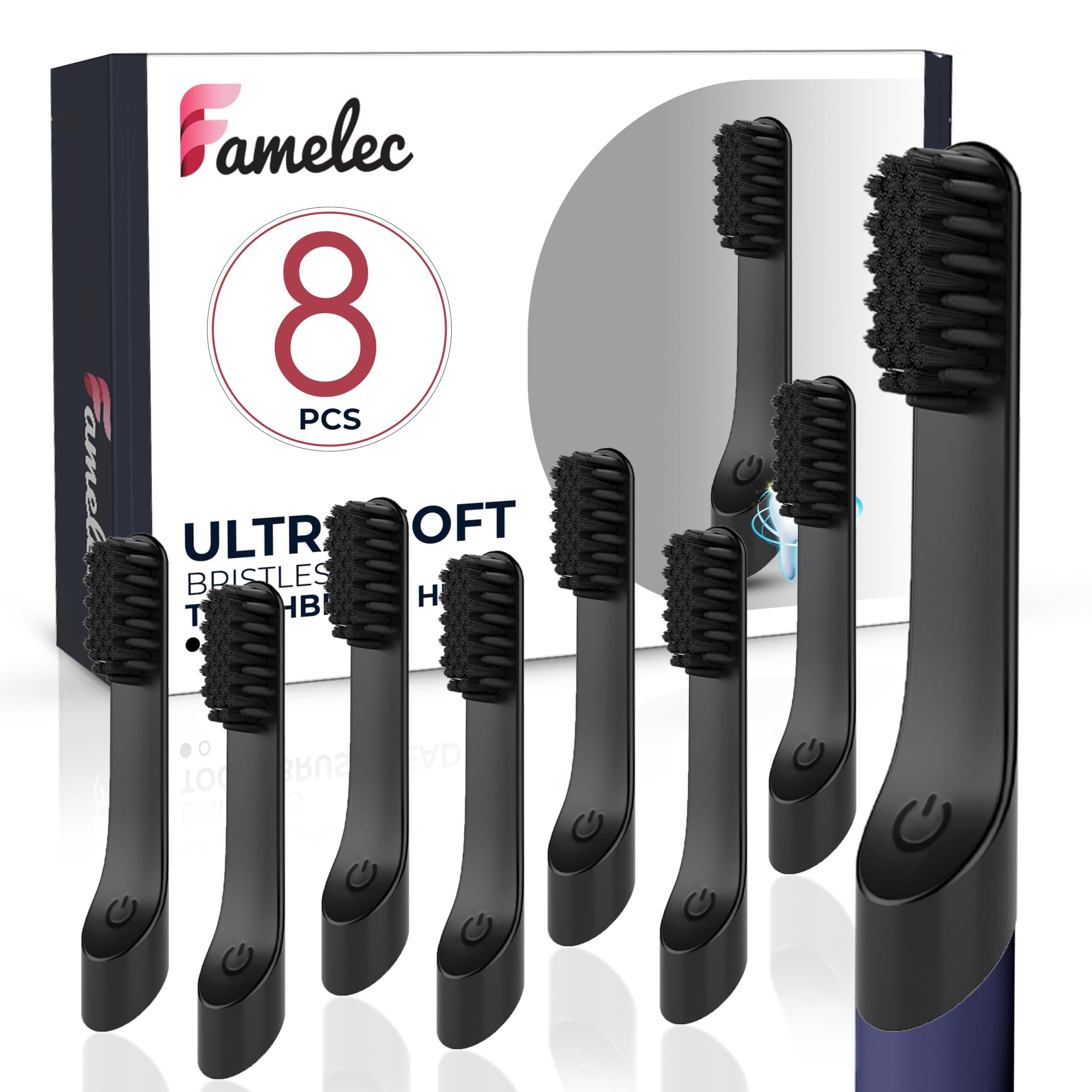 for Quip Toothbrush Replacement Heads Black, Soft Bristles for Quip Toothbrush Replacement Heads Compatible with Quip Electric Toothbrush Replacement Brush Heads for Adults All Models, (8 Pack)