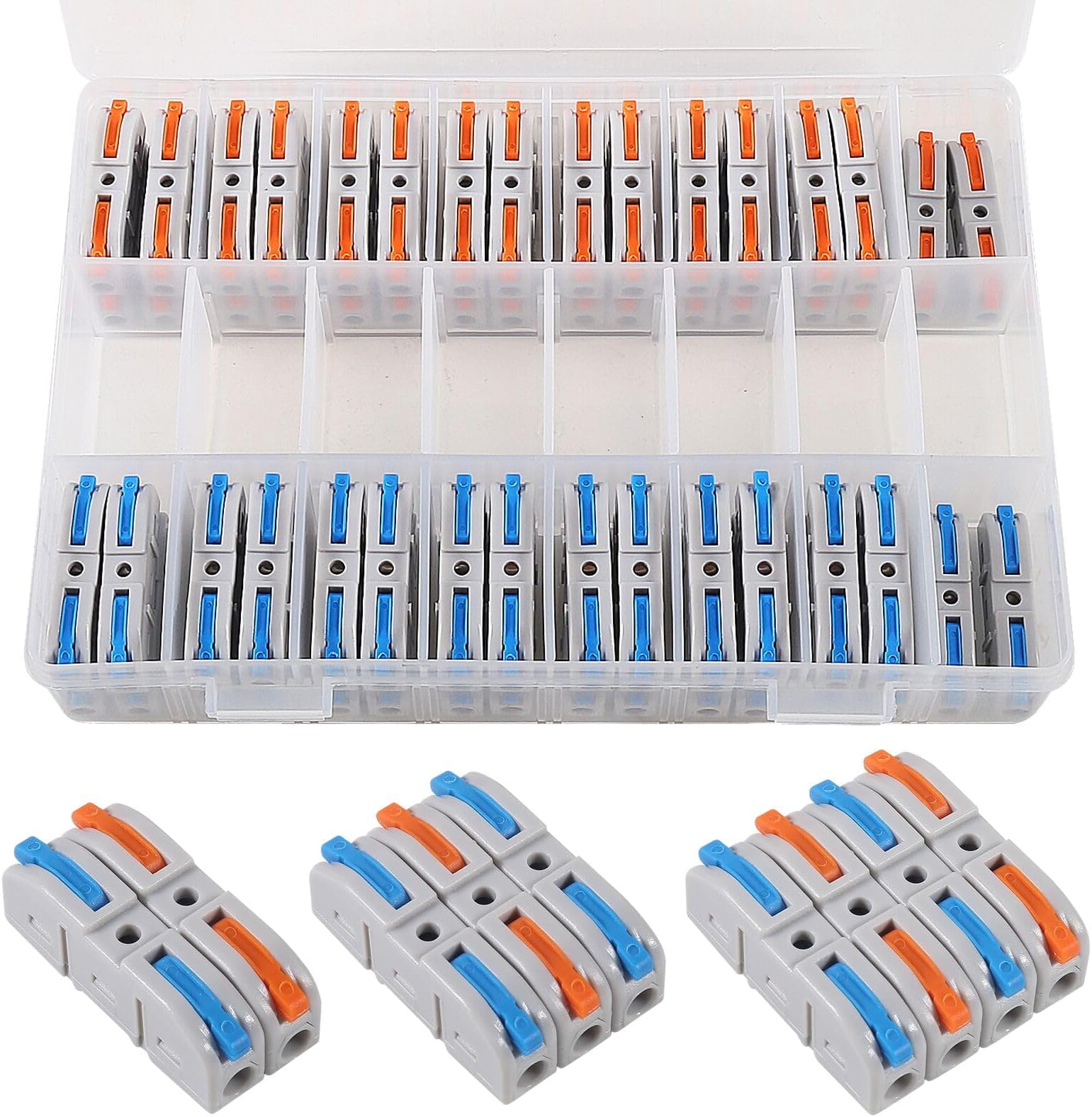 60pcs Lever Wire Connectors Quick Connect Electrical Splicing Kit for Compact Inline Terminals - 28-12 AWG, 1 in 1 Out