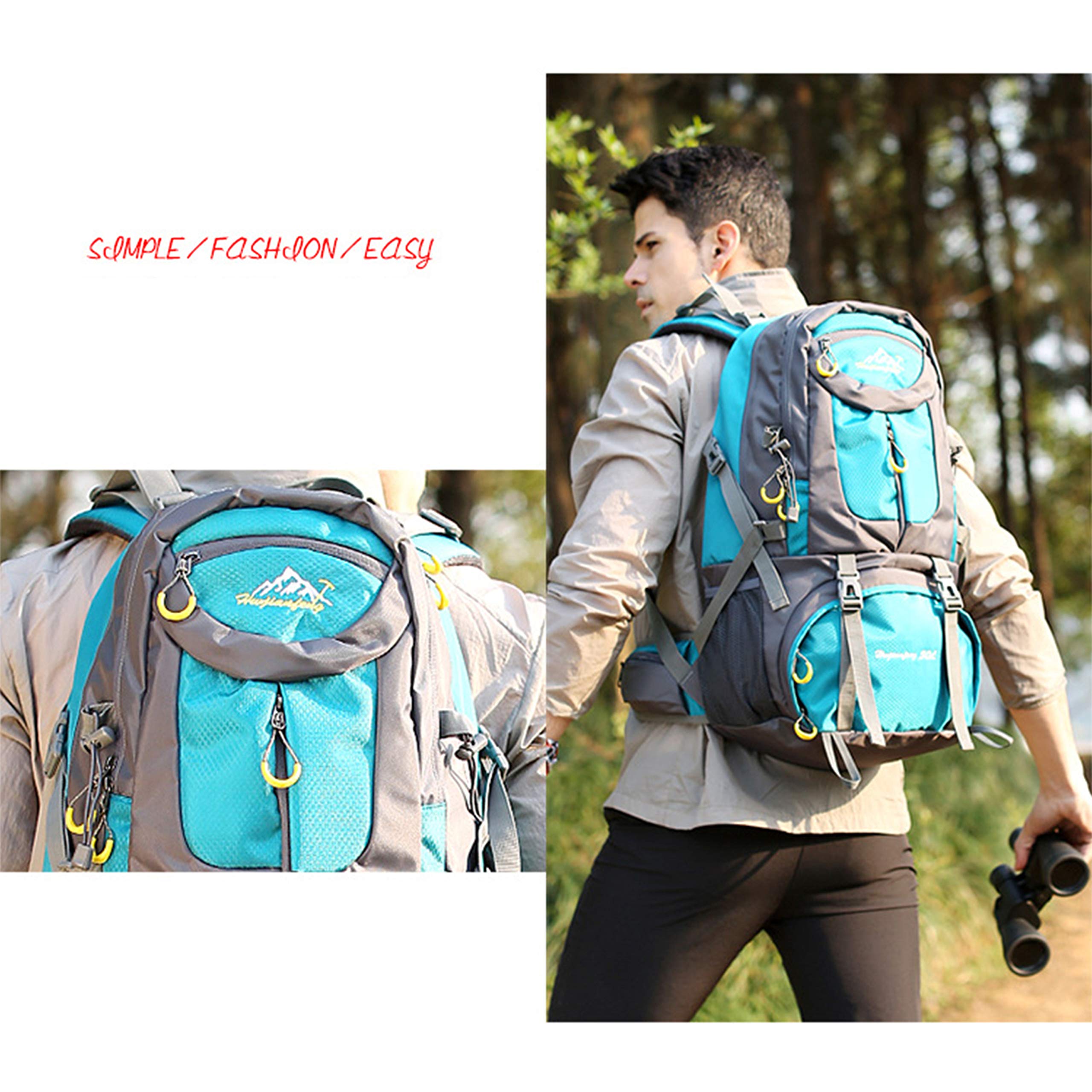 MYMM 40/50/60L Lightweight Packable Travel Hiking Backpack Daypack (Orange, 60 L)