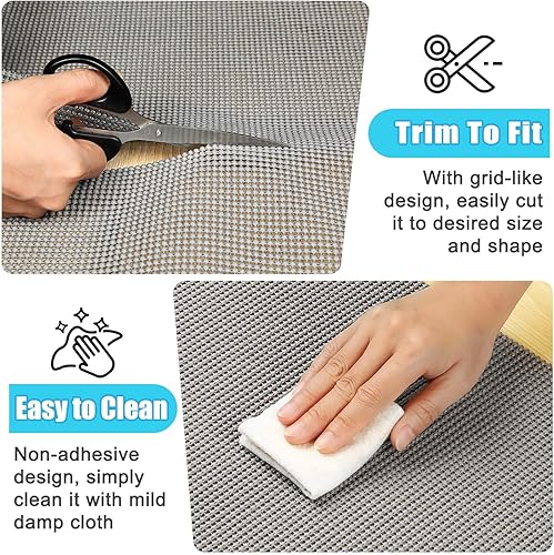 Miniatura 5 de Songrey Forro no adhesivo para cajones y estantes, forros antideslizantes para gabinetes, protege el armario de la cocina, cajones de baño,