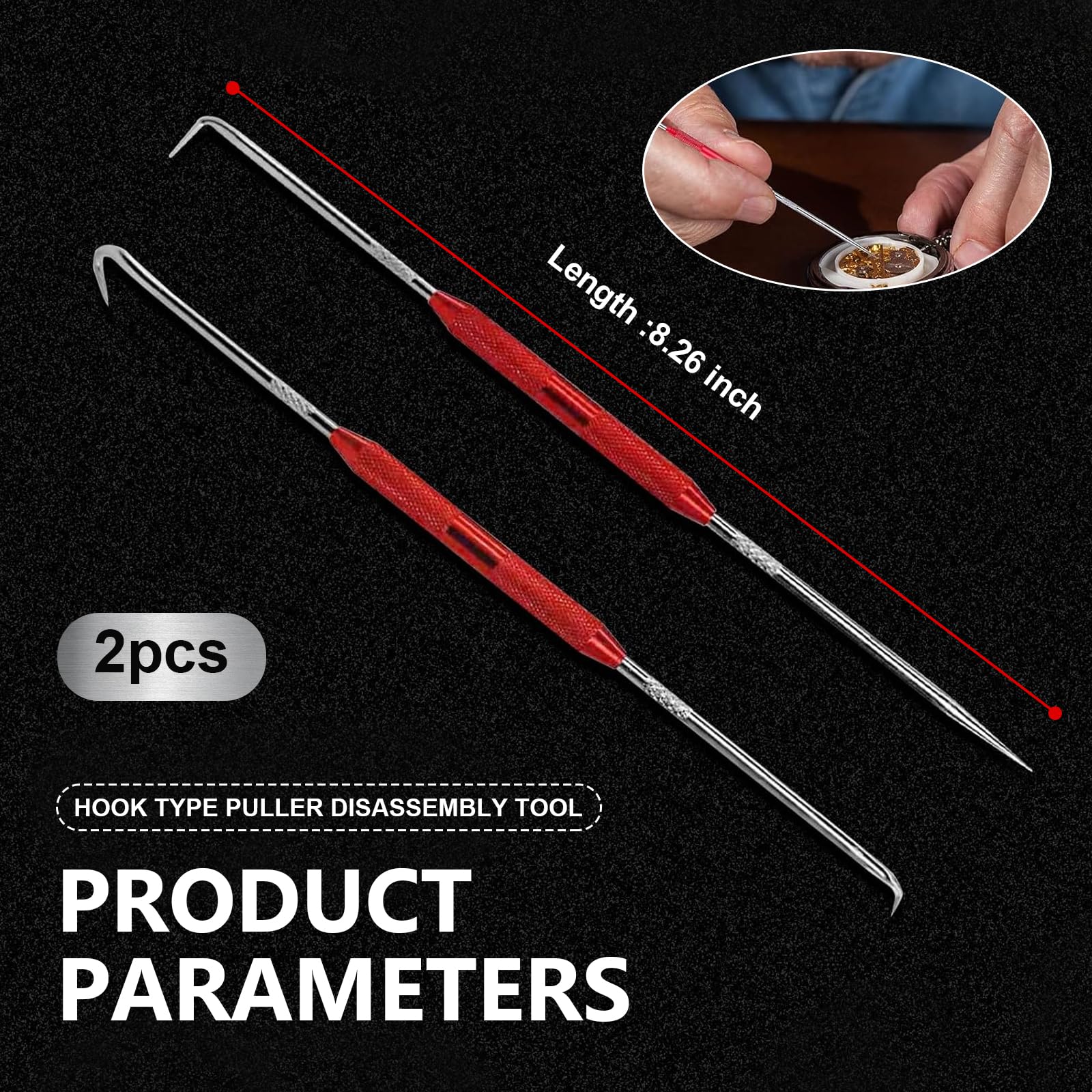 Polcatay 2 PCS Hook and Pick Set Puller Remover, Precision Hook and Pick Set, Car Oil Seal/O-Ring Seal Gasket Pick Tool Set, Oil Seal Screwdriver Hook Set for Most Cars (Red)