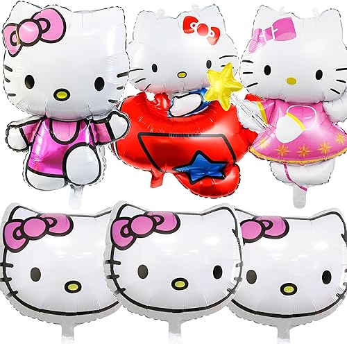 Juego de 6 globos de fiesta de gatitos para niños, globos de cumpleaños de papel de aluminio con temática de gatito, suministros de fiesta de disponible en Yaxa Colombia