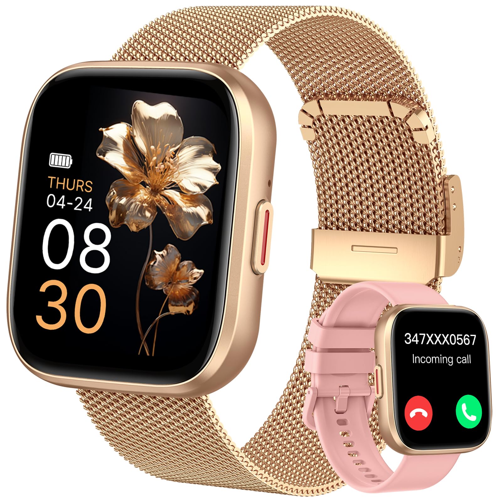 taopodo Smart Watches for Women, 1.91" HD Fitness Tracker (Answer/Make Calls), IP68 Waterproof, 120+ Sport Modes with Heart Rate and Sleep Monitor, Fitness Watch for iPhone/Android