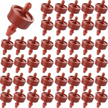 60pcs GPH Pressure Compensated Irrigation Spot Dripper Constant Flow Barb Outlet Irrigation Dripper Emitter Head Parts for 1/4" Watering Tube Line Garden Pot Plants Irrigation System