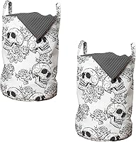 Vista 69 de Lunarable Bolsa de lavandería de tren, patrón de dibujos animados de locomotora dibujada digital con rieles de ferrocarril, cesta con asas, cierre