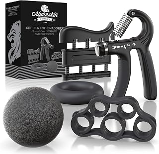 ALPHASKIN© Hand Grip, Accesorios para Gym, Fortalecedores de Mano para Entrenar el Agarre, la Fuerza de Los Dedos, la muñecas, el Antebrazos Fortalecer, Juego de 2 o 5