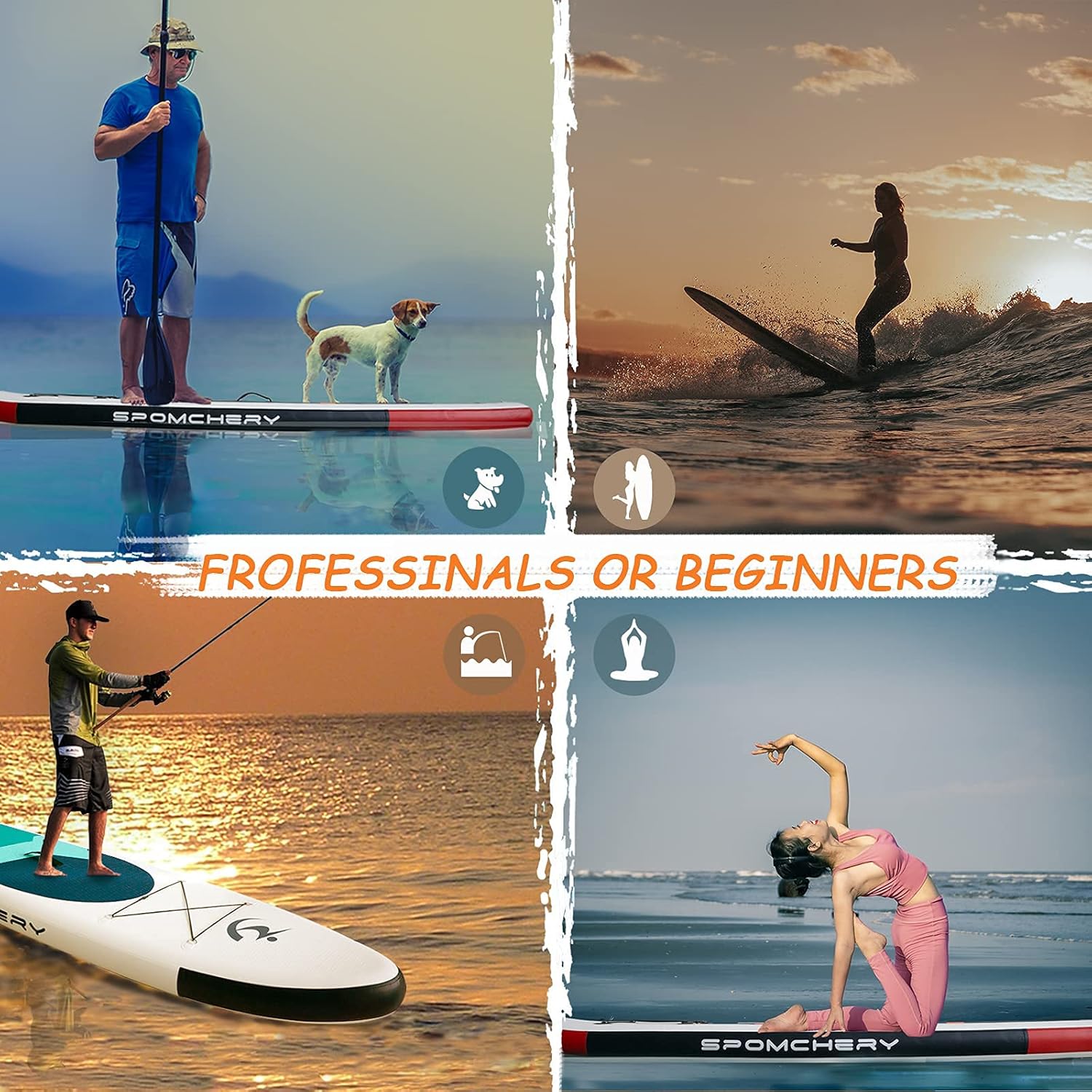 Spomchery Inflatable Stand Up Paddle Board，Paddle Boards for Youth Yoga Board Sup Board - Travel Board for Surfing with Free Premium Sup Accessories Backpack Non-Slip Deck Leash Paddle and Hand Pump : Sports & Outdoors