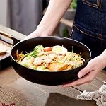 10'' Large Serving Bowl, 2.8 Quart Big Salad Pasta Bowl, Porcelain Fruit Bowl,Matte Mixing Bowls,Wide Pottery Soup Bowl for Family Kitchen,Microwave & Dishwasher Safe (Black)