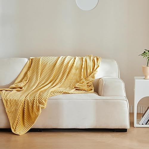 Simple&Opulence - Manta de franela de vellón de lujo para decoración del hogar (amarillo, 50 x 70 pulgadas).