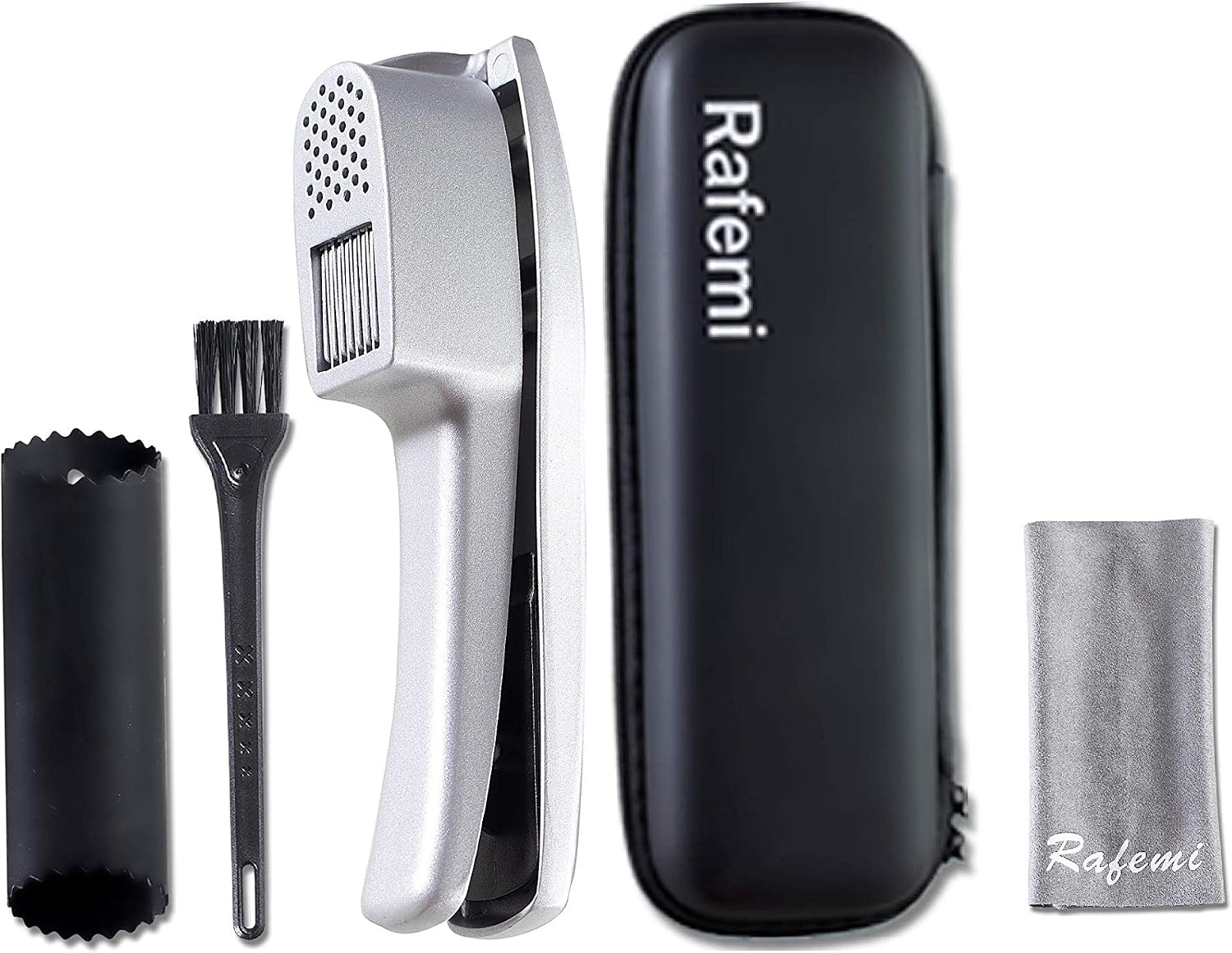 Rafemi Garlic Press 2 in 1 Garlic Mince and Garlic Slice Crushing Easy-Squeeze Handle Rust Proof Dishwasher Safe