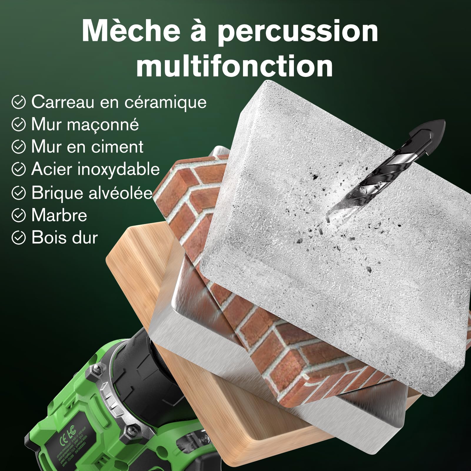 Ginour Brushless Perceuse-Visseuse à Percussion sans fil 50Nm, 21V Visseuse Devisseuse avec 2 Batteries 2Ah, 800W Moteur sans Balai, 47 Accessoires & coffret, 23+3 Couple, 2 Vitesses,10mm Mandrin LED