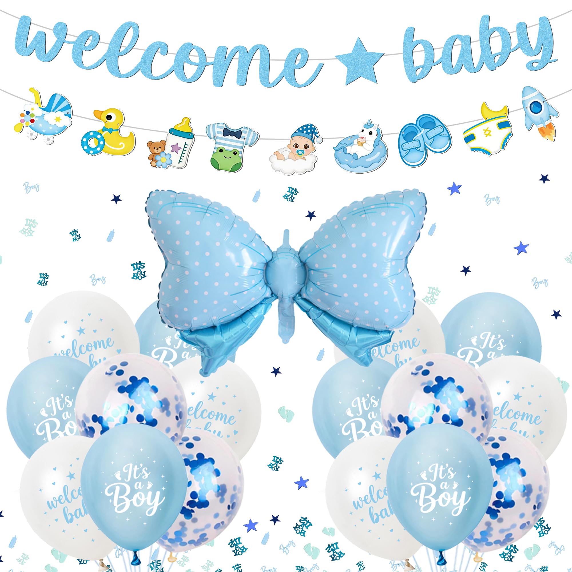 Baby Shower Welome Boy Party Decorations, 29Pcs Baby Shower Balloons Set โ image 1