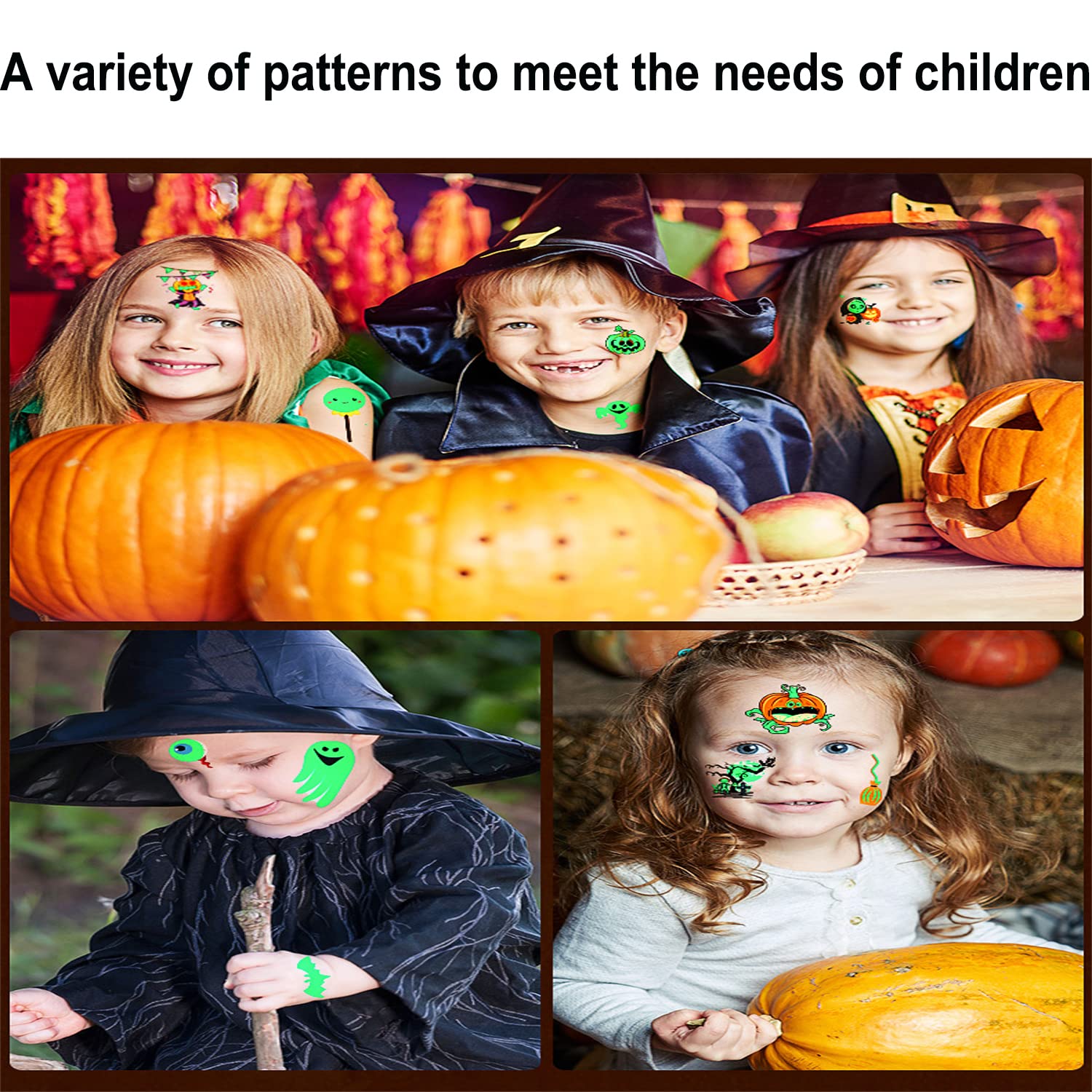 Tatuaggi Temporanei per Bambini, 20 Fogli Luminous Adesivi Tatuaggi Finti, Tatuaggio Set de Temi Halloween Ragno, Ragazzo Ragazza Compleanno Giochi Regalini Giocattoli Cosplay per Feste di Halloween