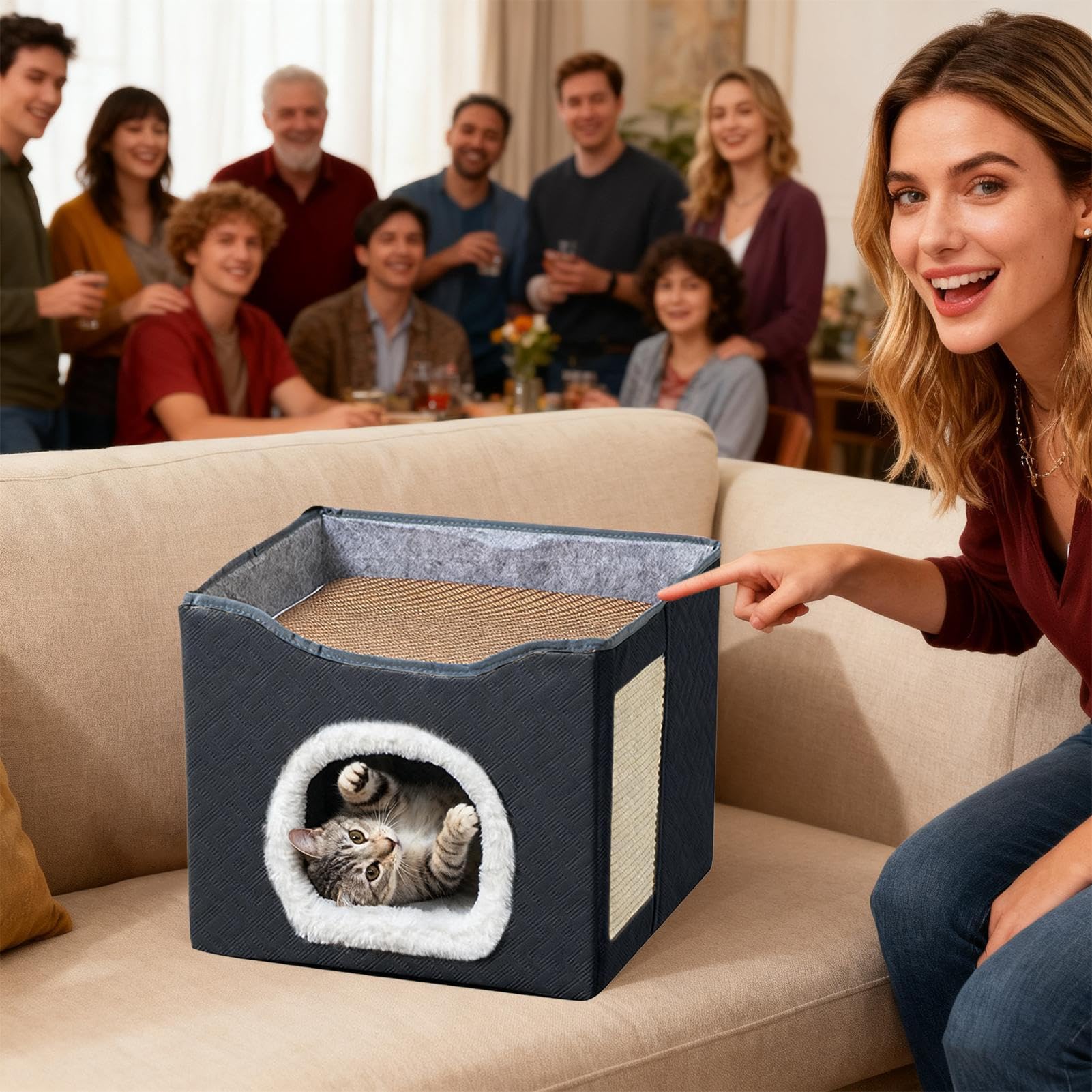 Tana Per Gatti Cuccia Traspirante Semi-Chiusa Per Animali Domestici | Cucce Per Gatti Da Interno Per Piccoli E Grandi Da Balcone Cortili Giardino Cortile Fienile