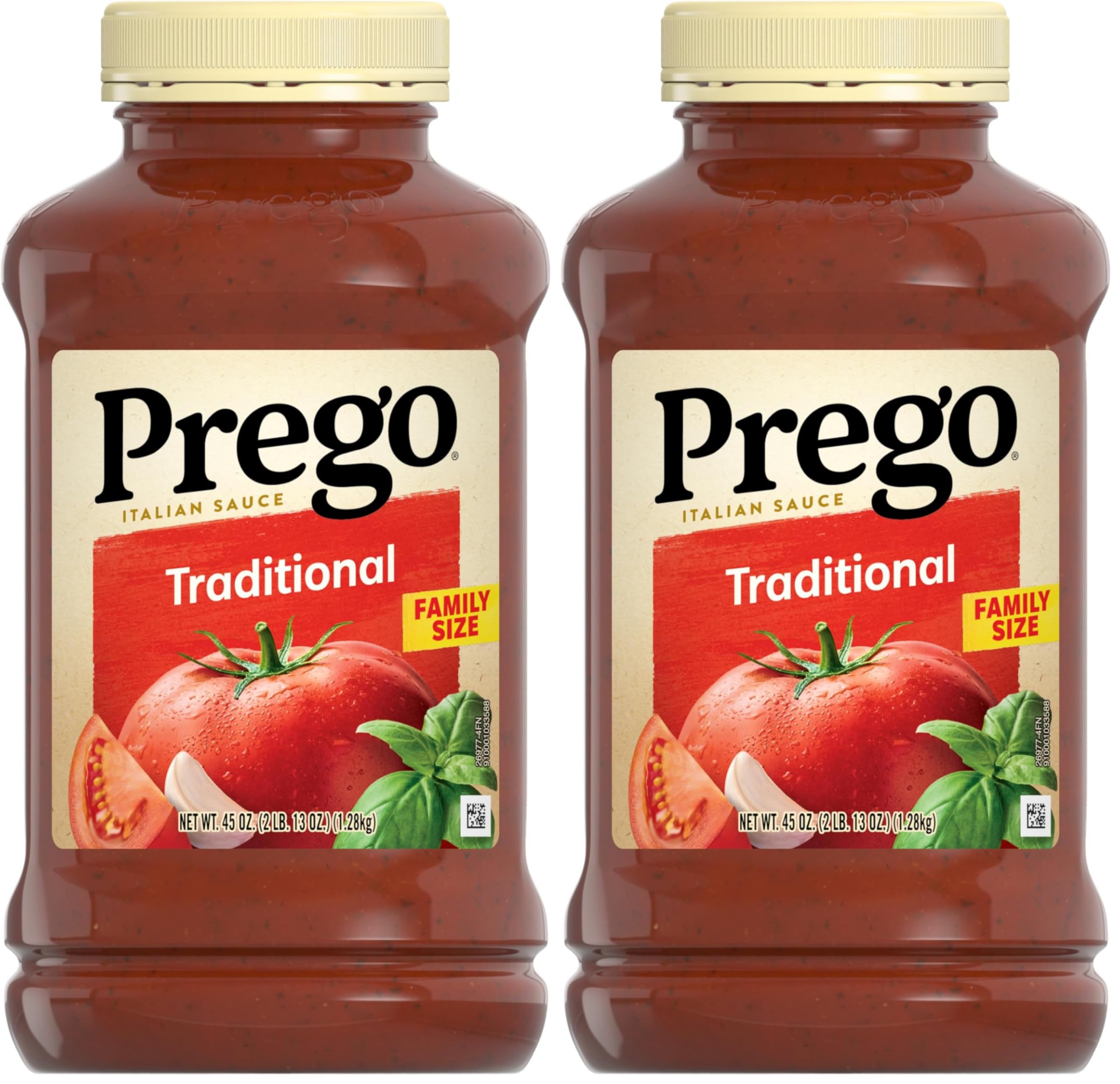 Prego Traditional Pasta Sauce, 45 Oz Jar (Pack of 2)