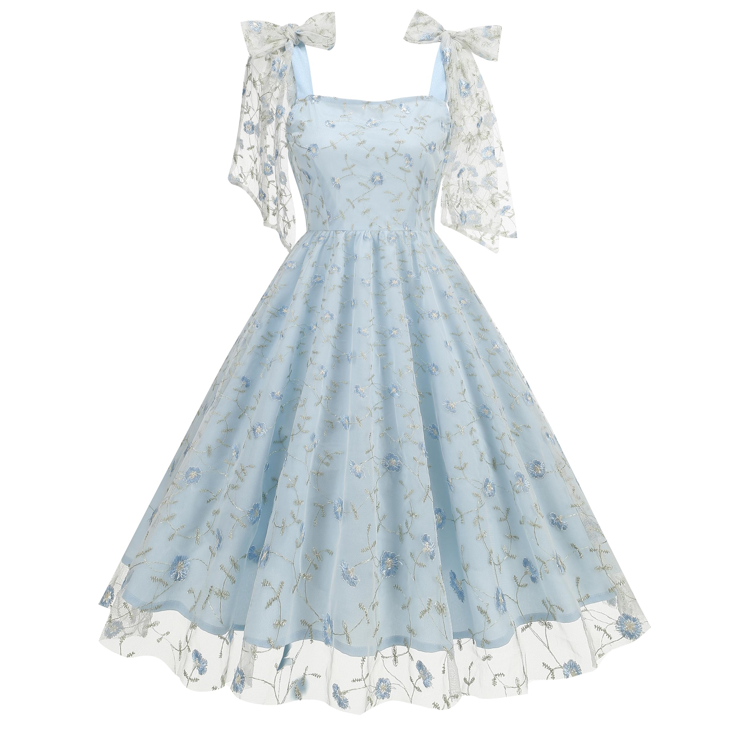 Women's Short Tulle Prom Dress - Sweetheart Neckline With Floral Embroidery, Tie Strap Formal Party Mini Dress 9 thumbnail image