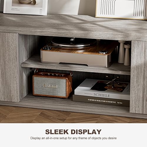 Miniatura 6 de BELLEZE Soporte de TV de 70 pulgadas para televisores de hasta 75 pulgadas, mesa consola central de entretenimiento multimedia con cajones de gran