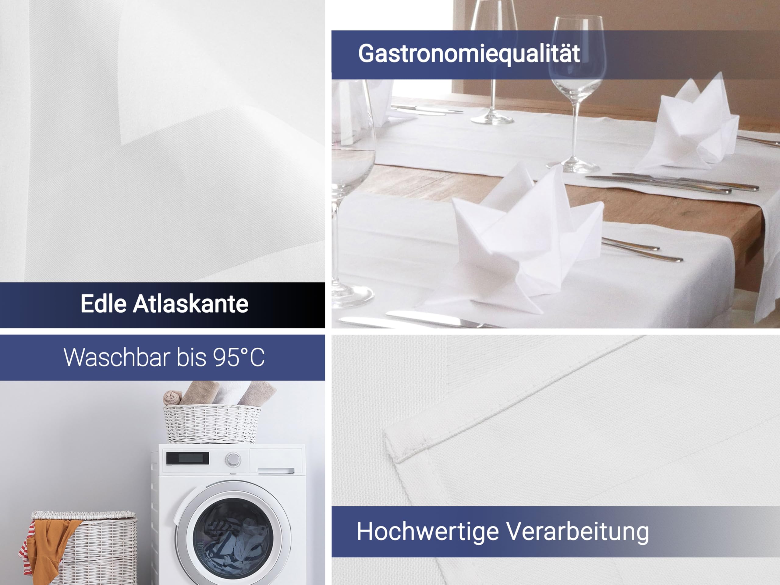 ZOLLNER 25er Set Mundservietten 100% Baumwolle, 50x50 cm, Weiß