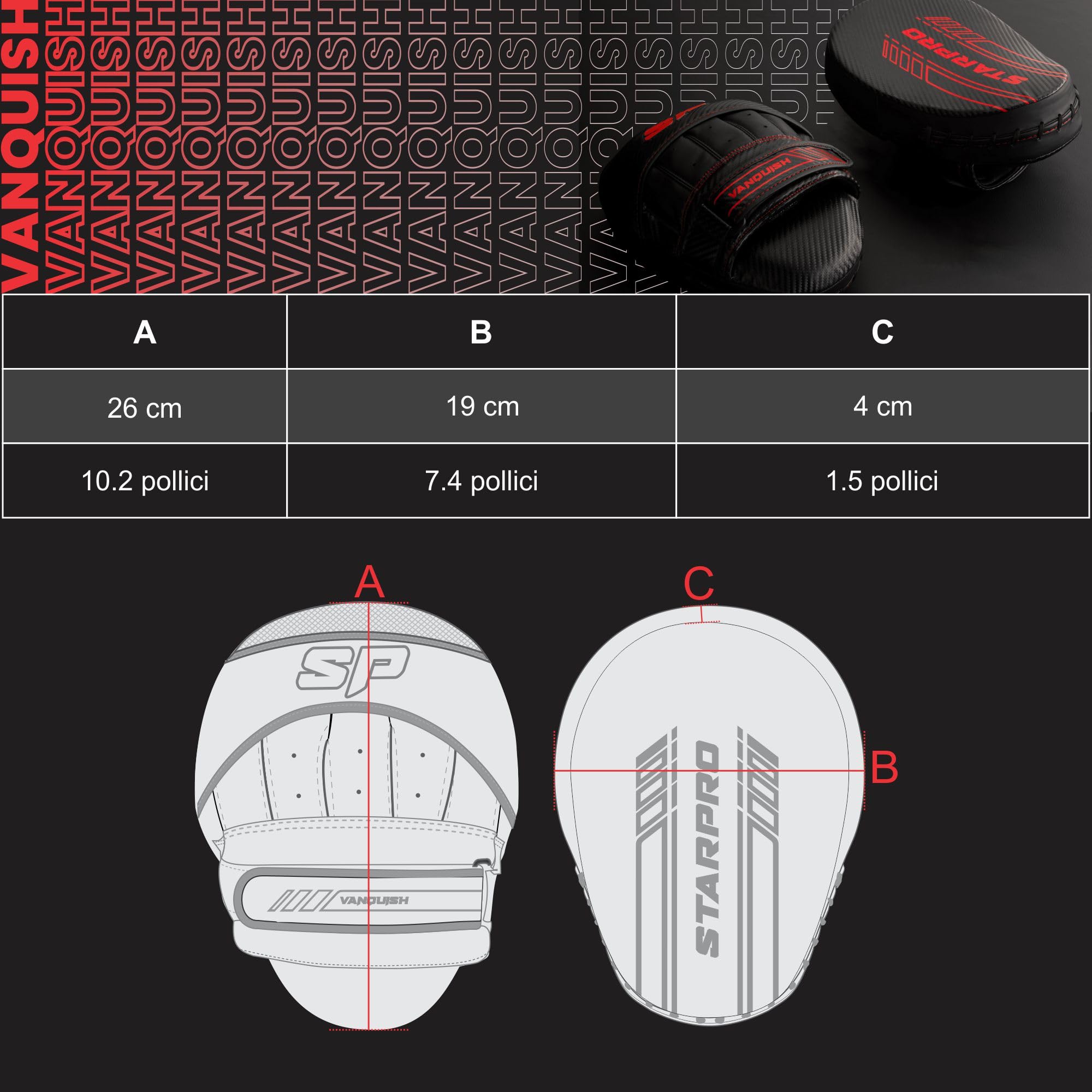 Starpro Vanquish Pattes d’Ours Carbone Légères Durables Ergonomie Grip Core Protection Poignet Absorption Chocs Boxe MMA