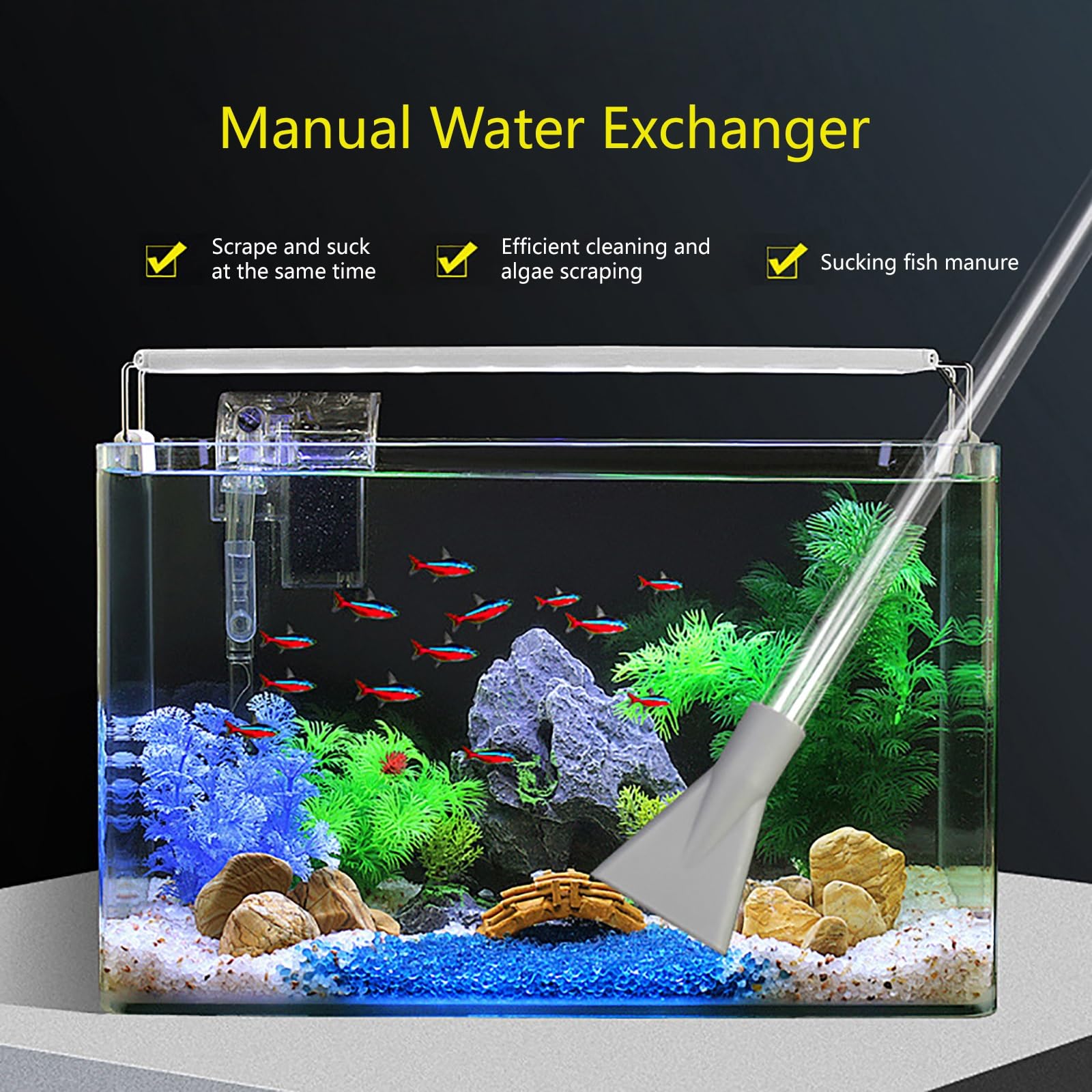 Manguera Sifón Manual, Bomba Sifón Multiusos, Limpiador De Peceras para El Mantenimiento del Agua y De La Pecera