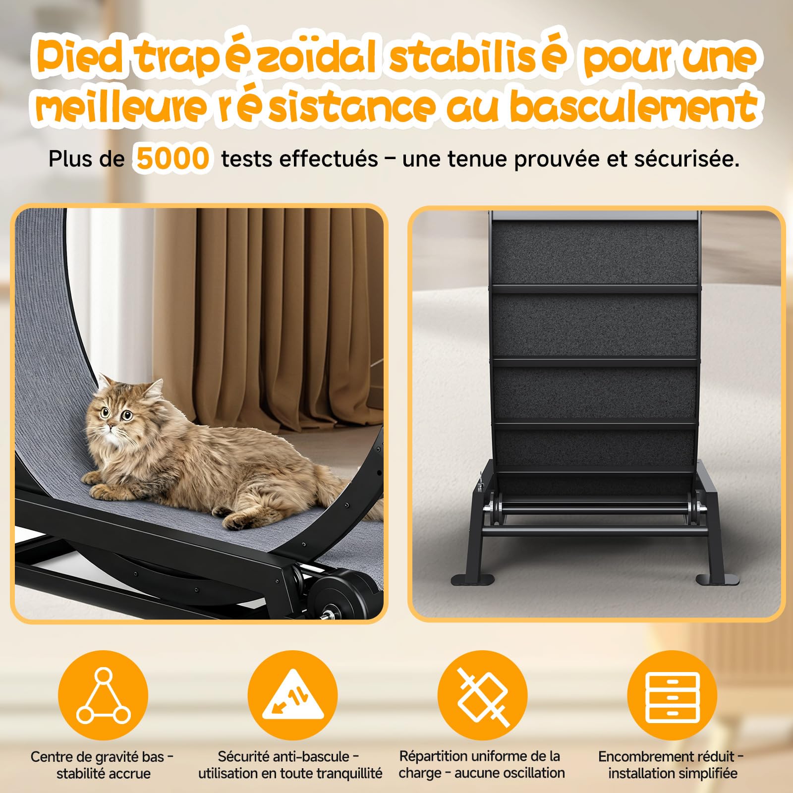 GTPLAYER Roue pour Chat XL 100 cm Ultra-silencieuse Métal Noir avec Tapis Amovible