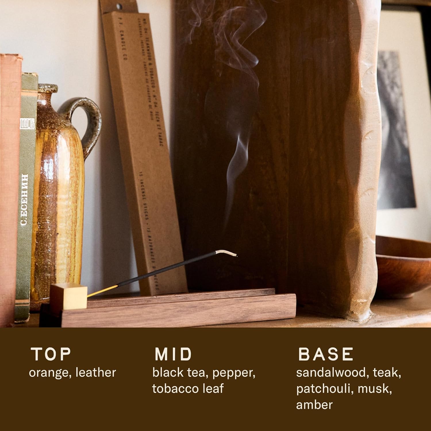 P.F. Candle Co Classic Scented Charcoal Incense Sticks, 1 Hour Burn Time, Made in The U.S.A. (Teakwood & Tobacco)